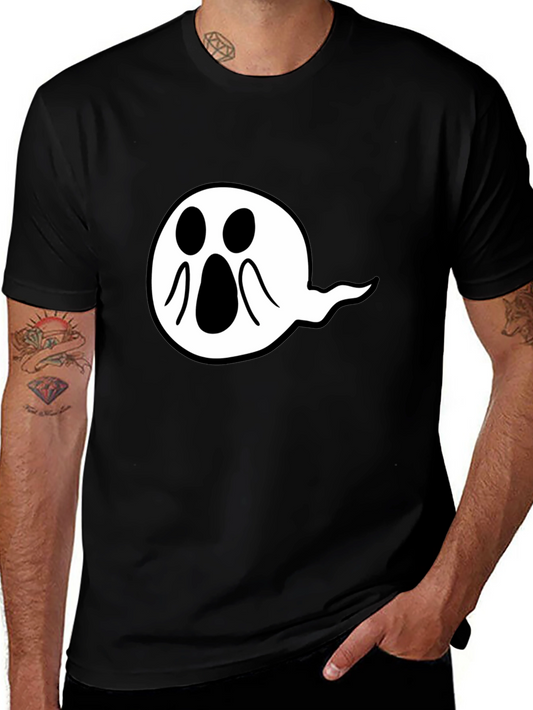 Spooky Ghost Graphic Tee - Black Cotton Comfort