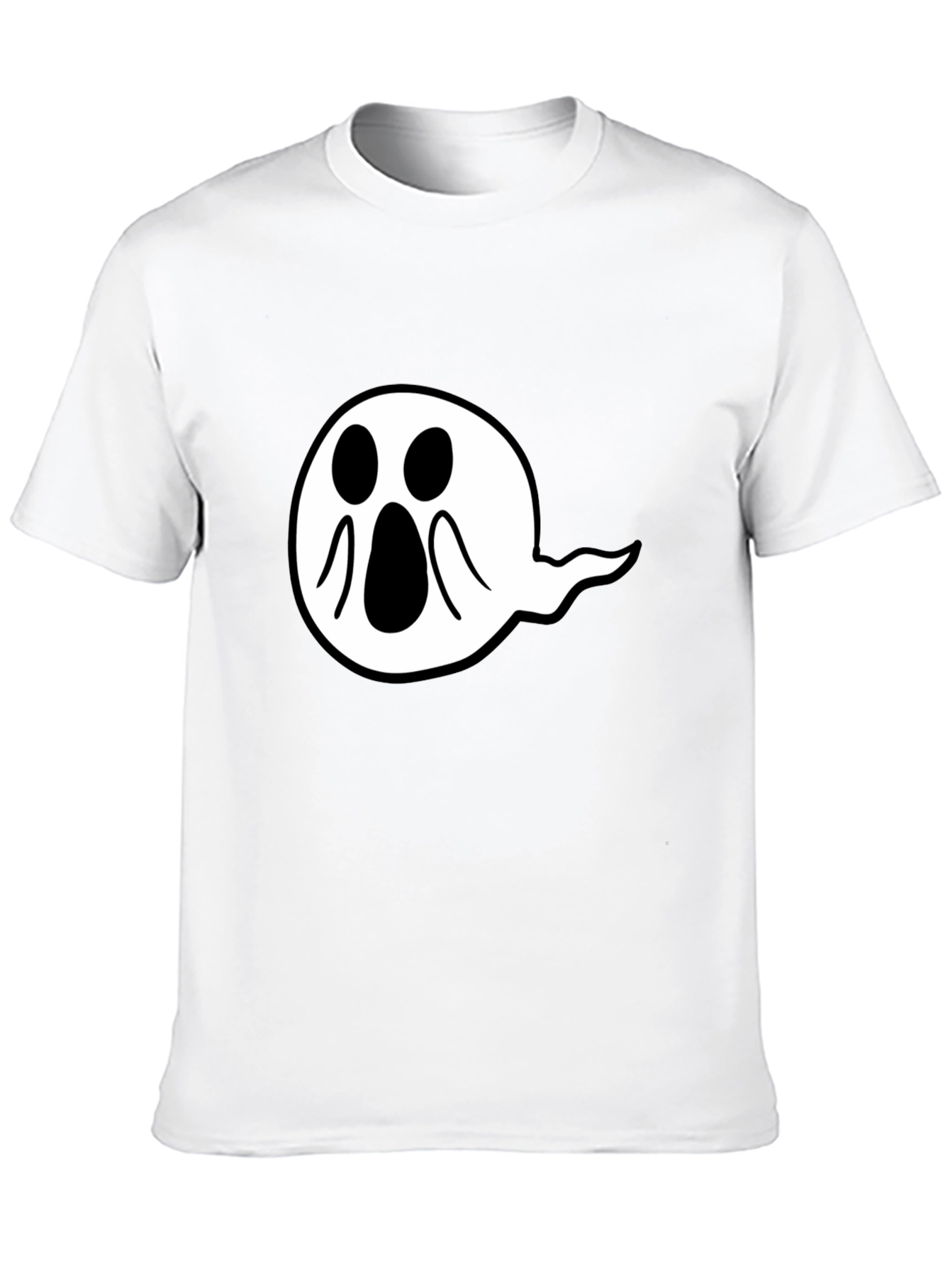 Spooky Ghost Graphic Tee - Black Cotton Comfort