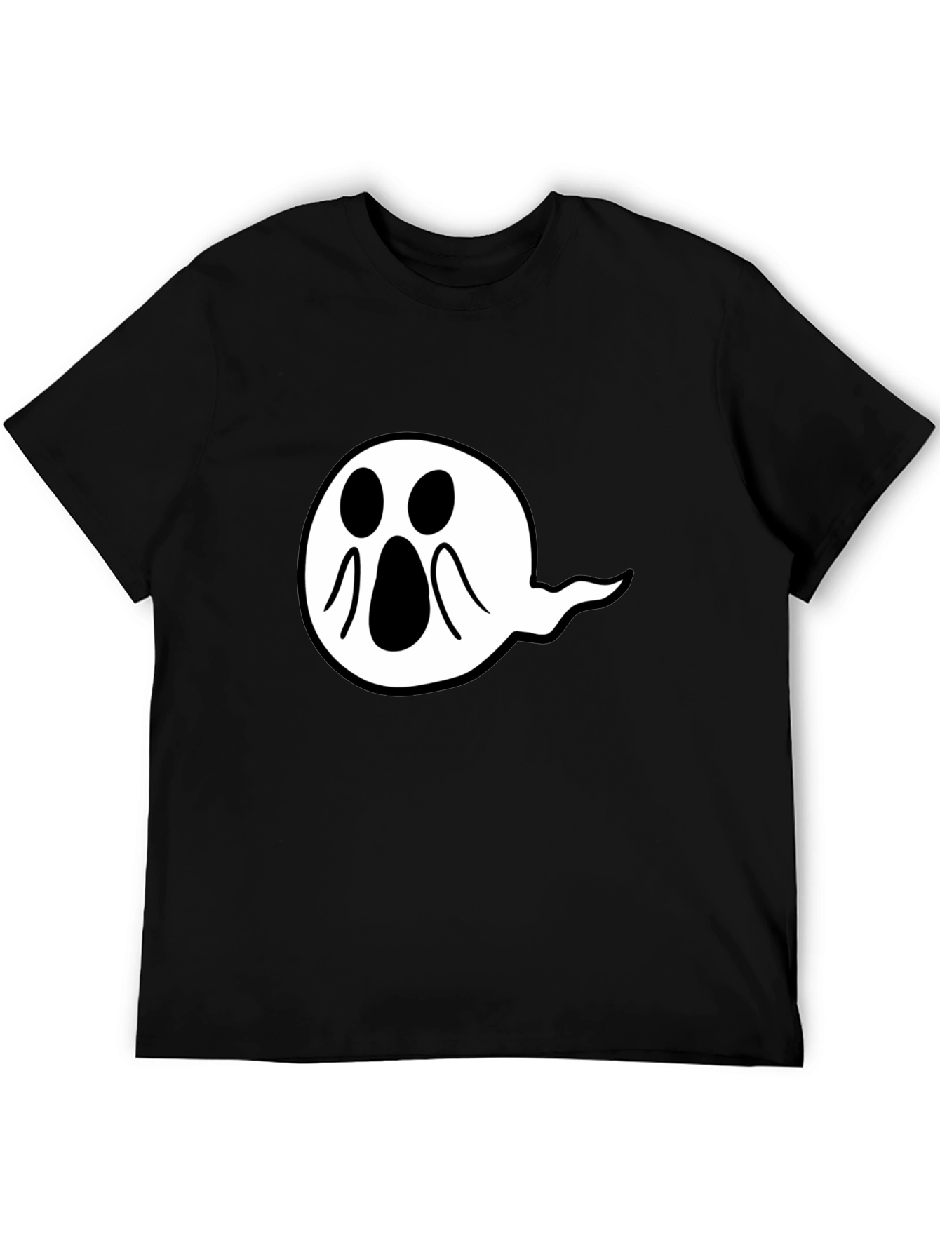 Spooky Ghost Graphic Tee - Black Cotton Comfort