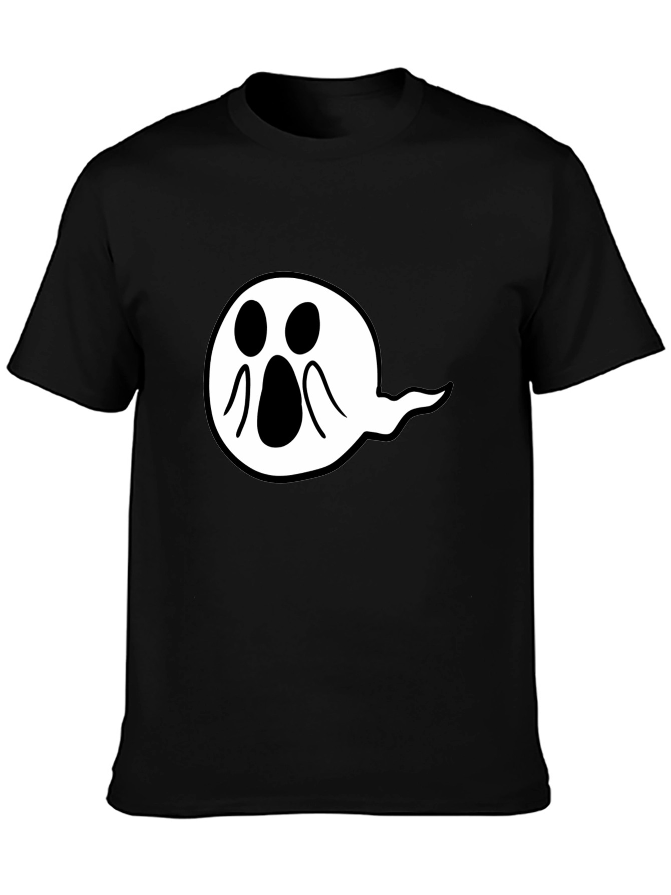 Spooky Ghost Graphic Tee - Black Cotton Comfort