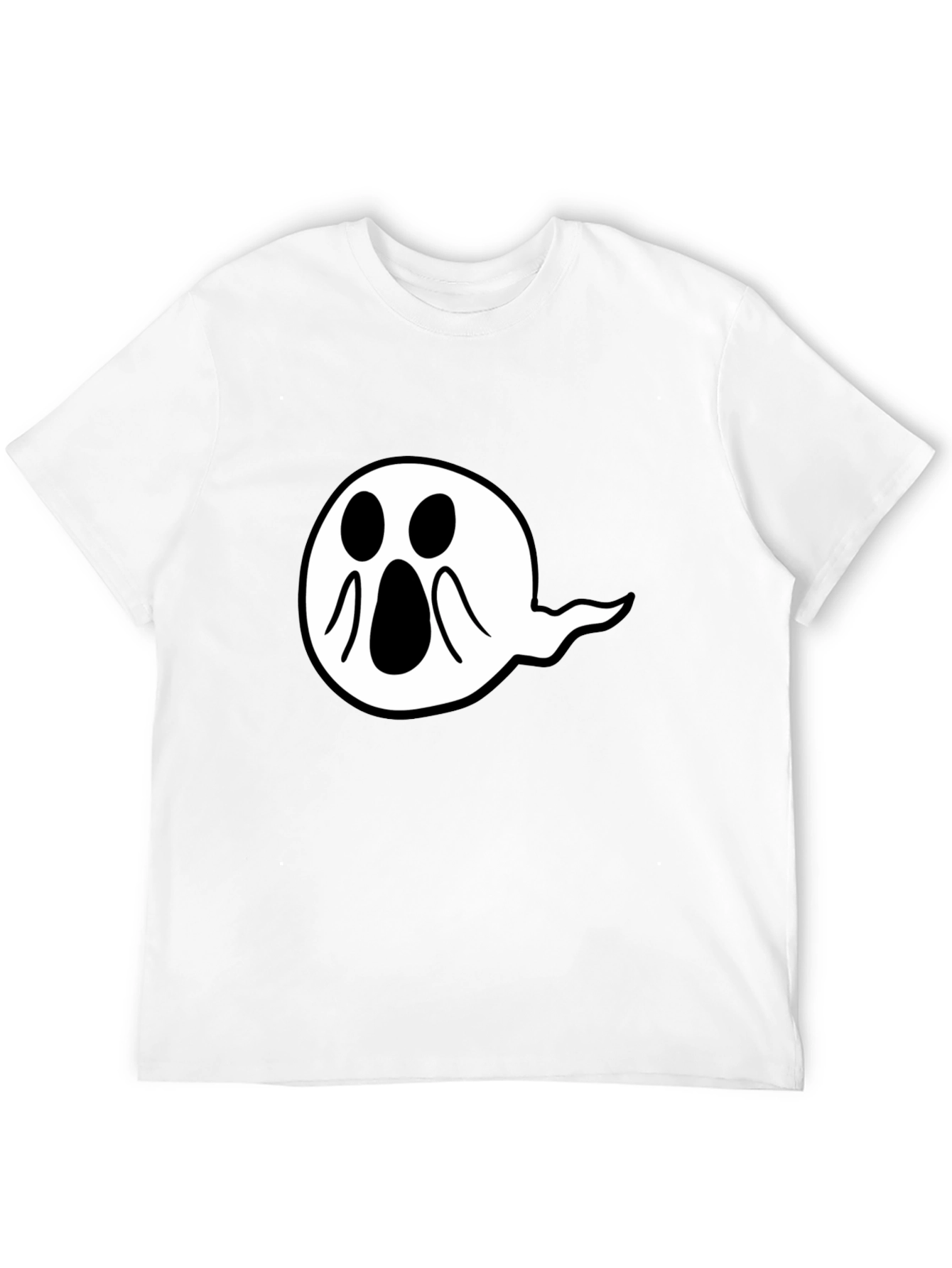 Spooky Ghost Graphic Tee - Black Cotton Comfort