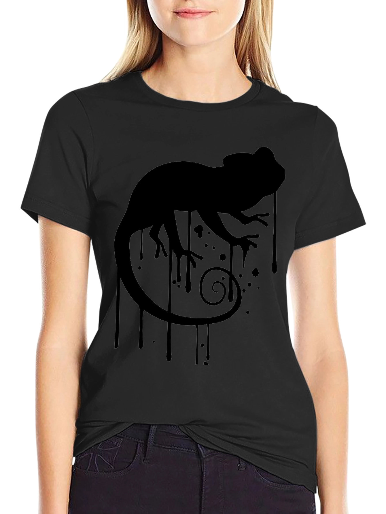 Chameleon Silhouette Graphic Tee - Black