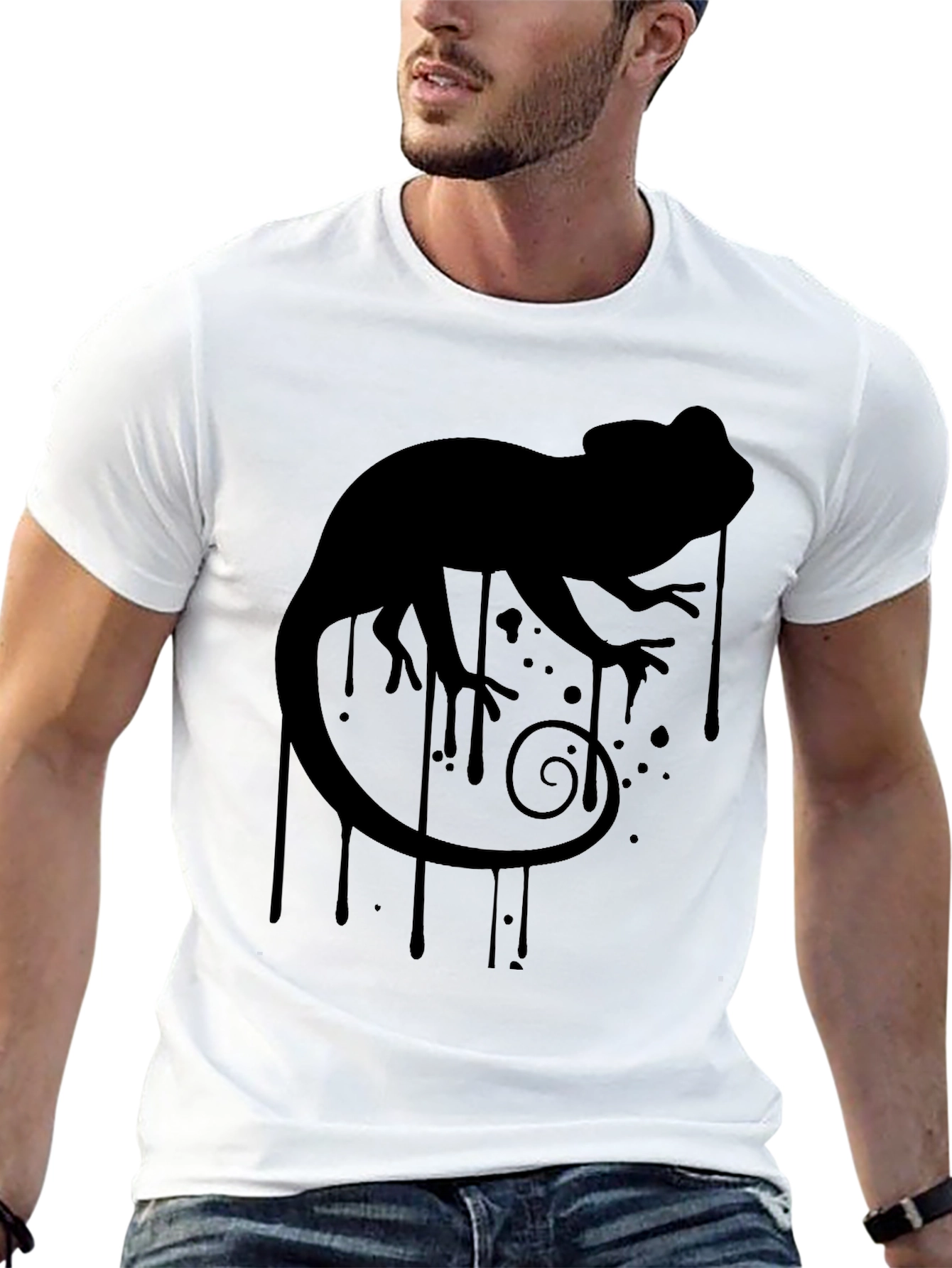 Chameleon Silhouette Graphic Tee - Black