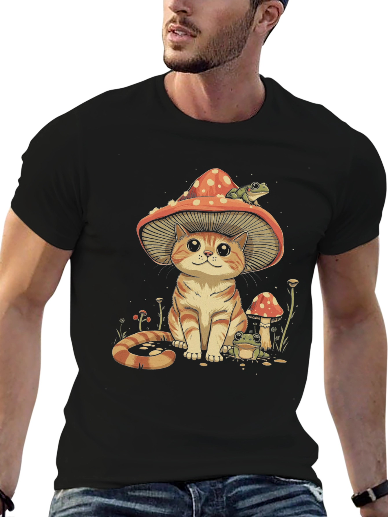 Mushroom Cat & Frog T-Shirt