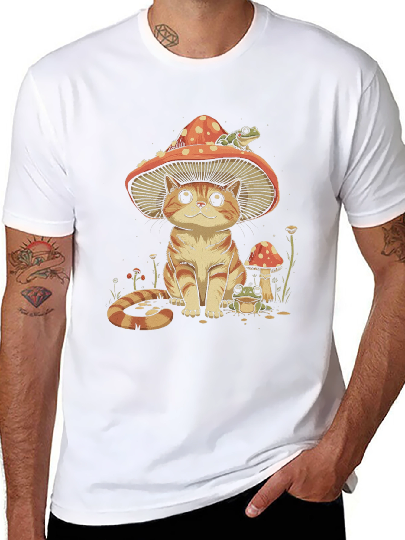 Mushroom Cat & Frog T-Shirt