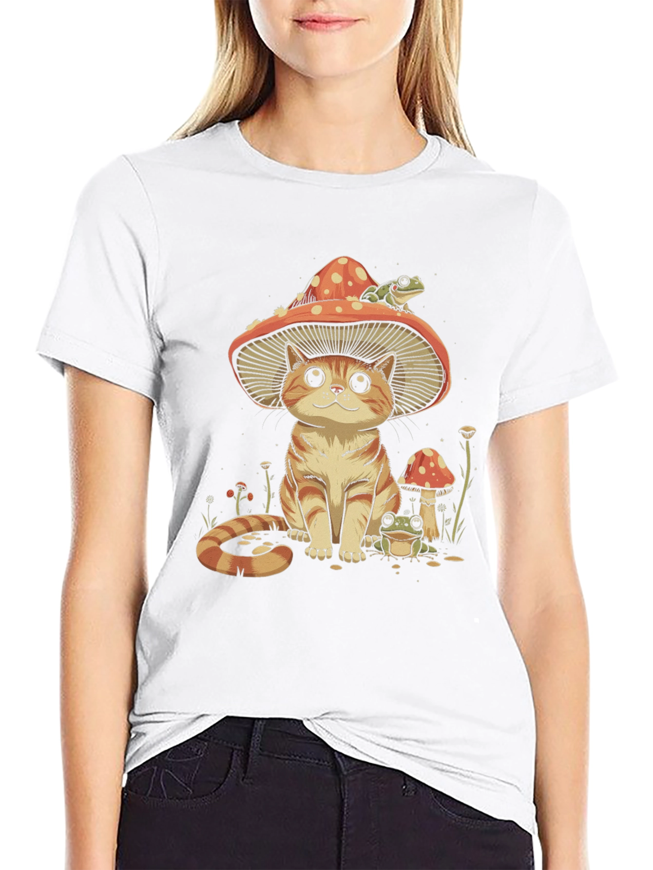 Mushroom Cat & Frog T-Shirt