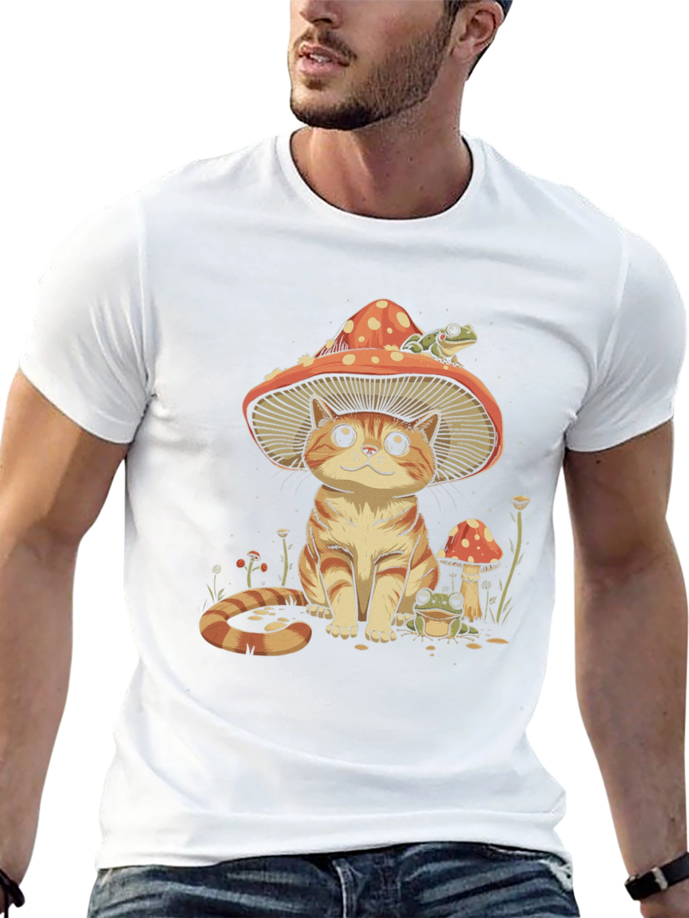 Mushroom Cat & Frog T-Shirt