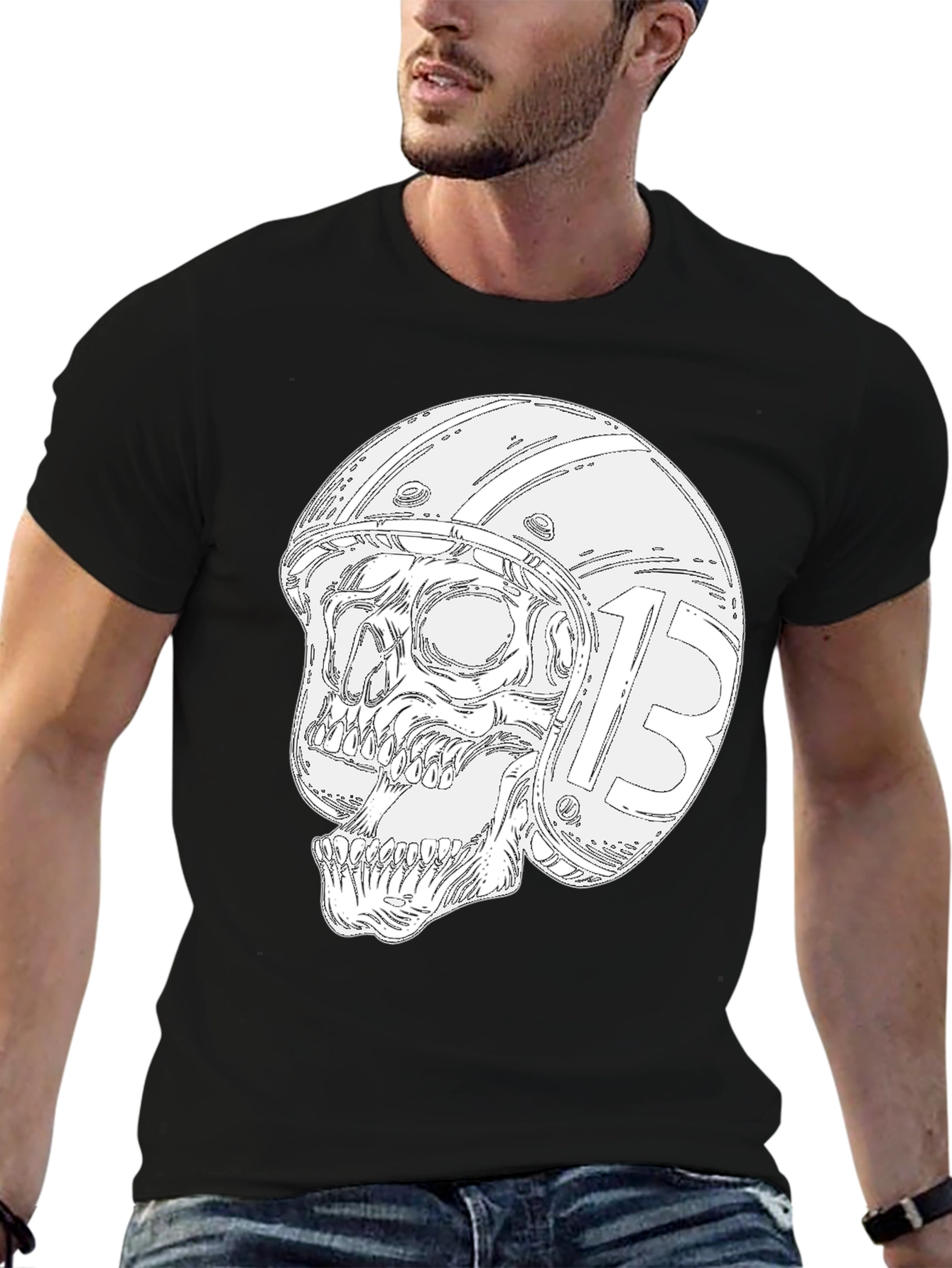 Skull Helmet Black T-Shirt - Rider Graphic Tee