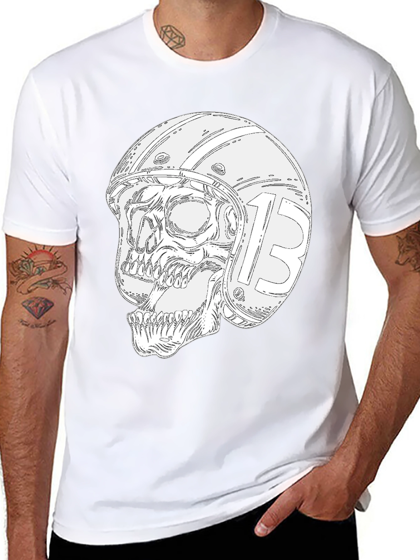 Skull Helmet Black T-Shirt - Rider Graphic Tee