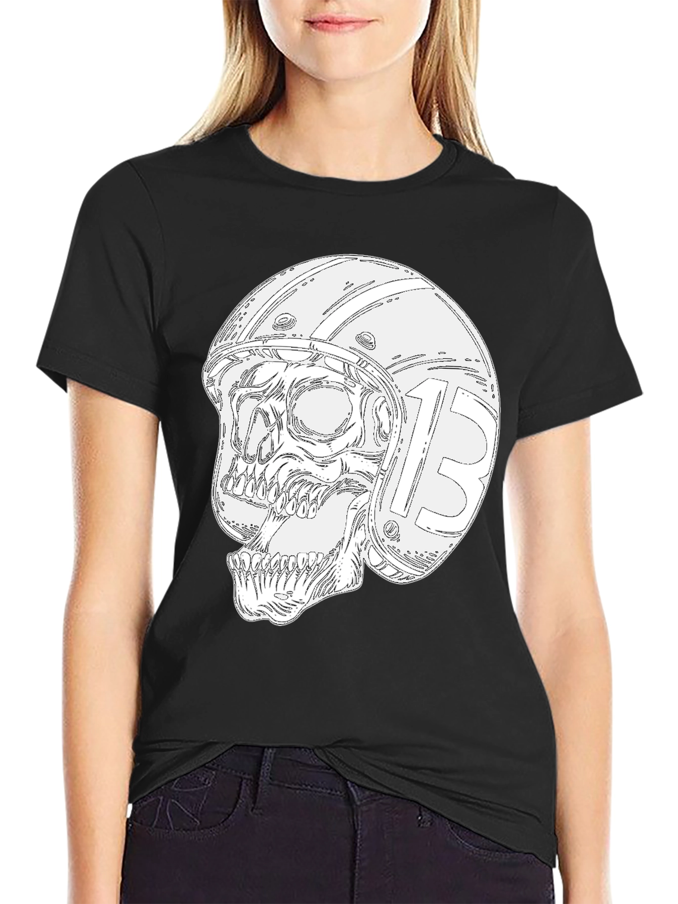 Skull Helmet Black T-Shirt - Rider Graphic Tee