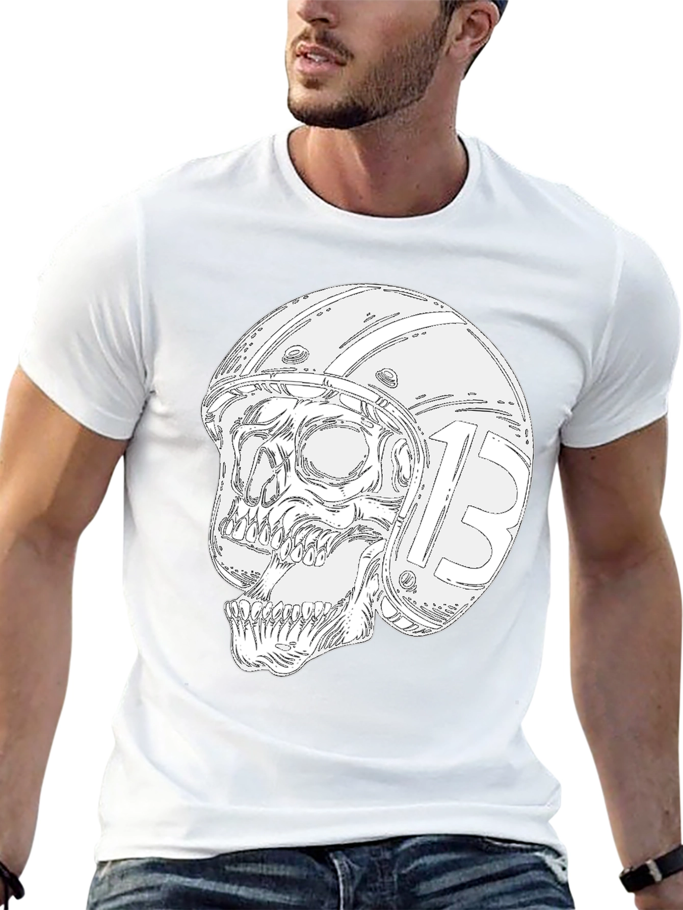 Skull Helmet Black T-Shirt - Rider Graphic Tee