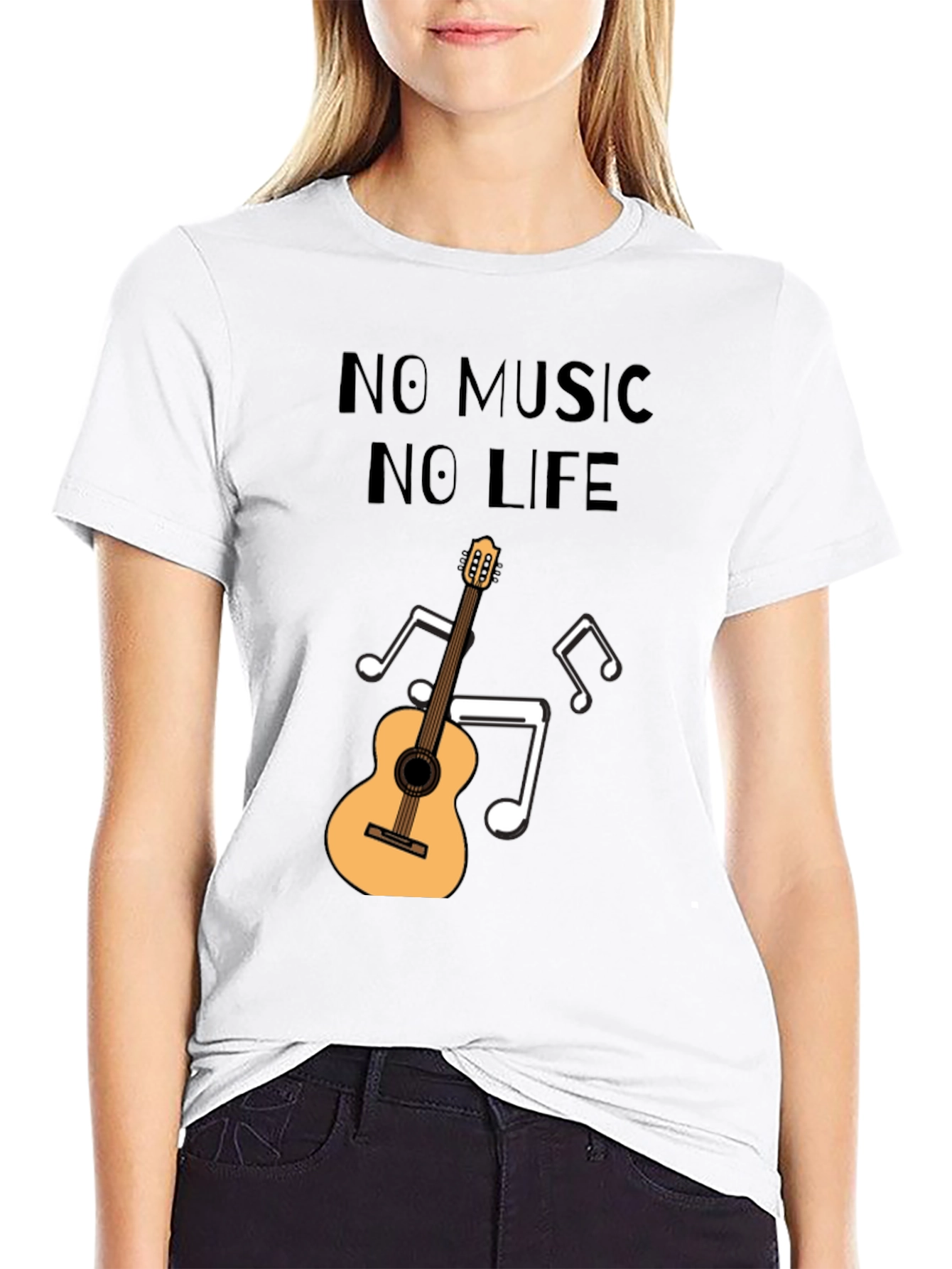 No Music No Life T-Shirt - Guitar Design