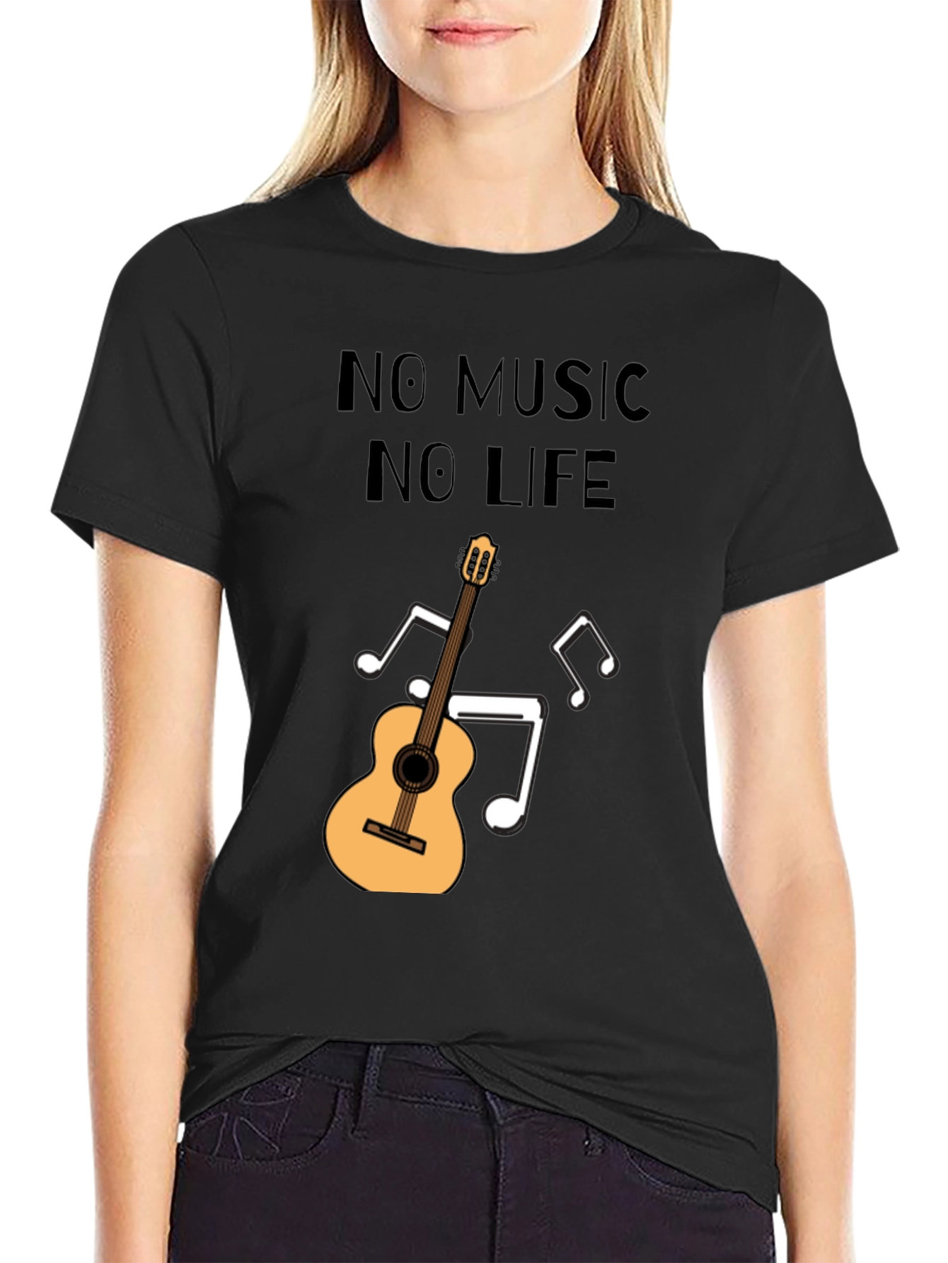 No Music No Life T-Shirt - Guitar Design
