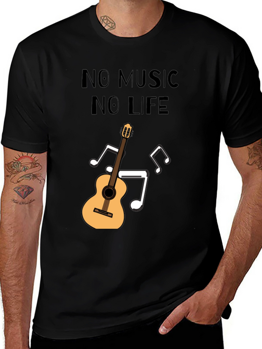 No Music No Life T-Shirt - Guitar Design