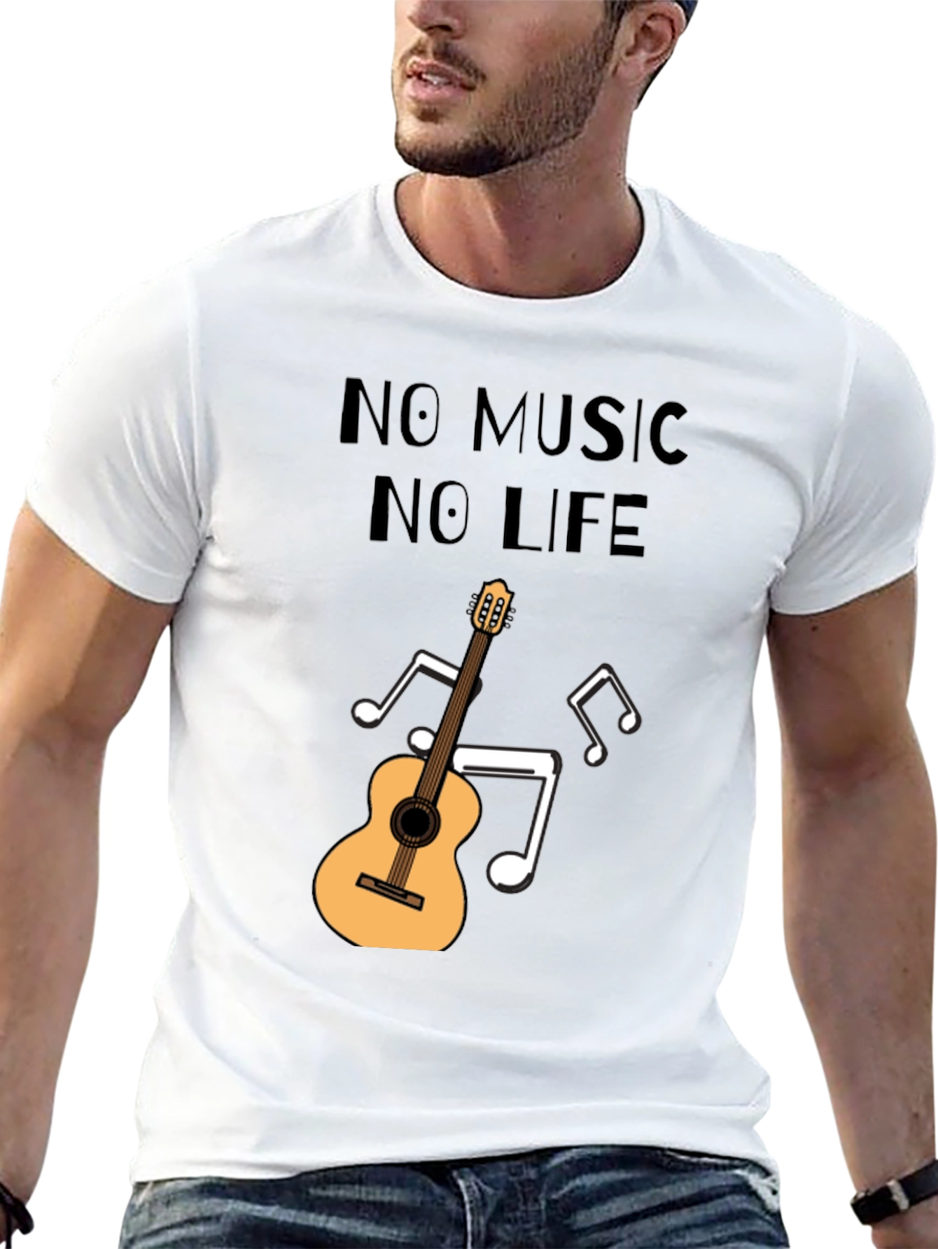 No Music No Life T-Shirt - Guitar Design