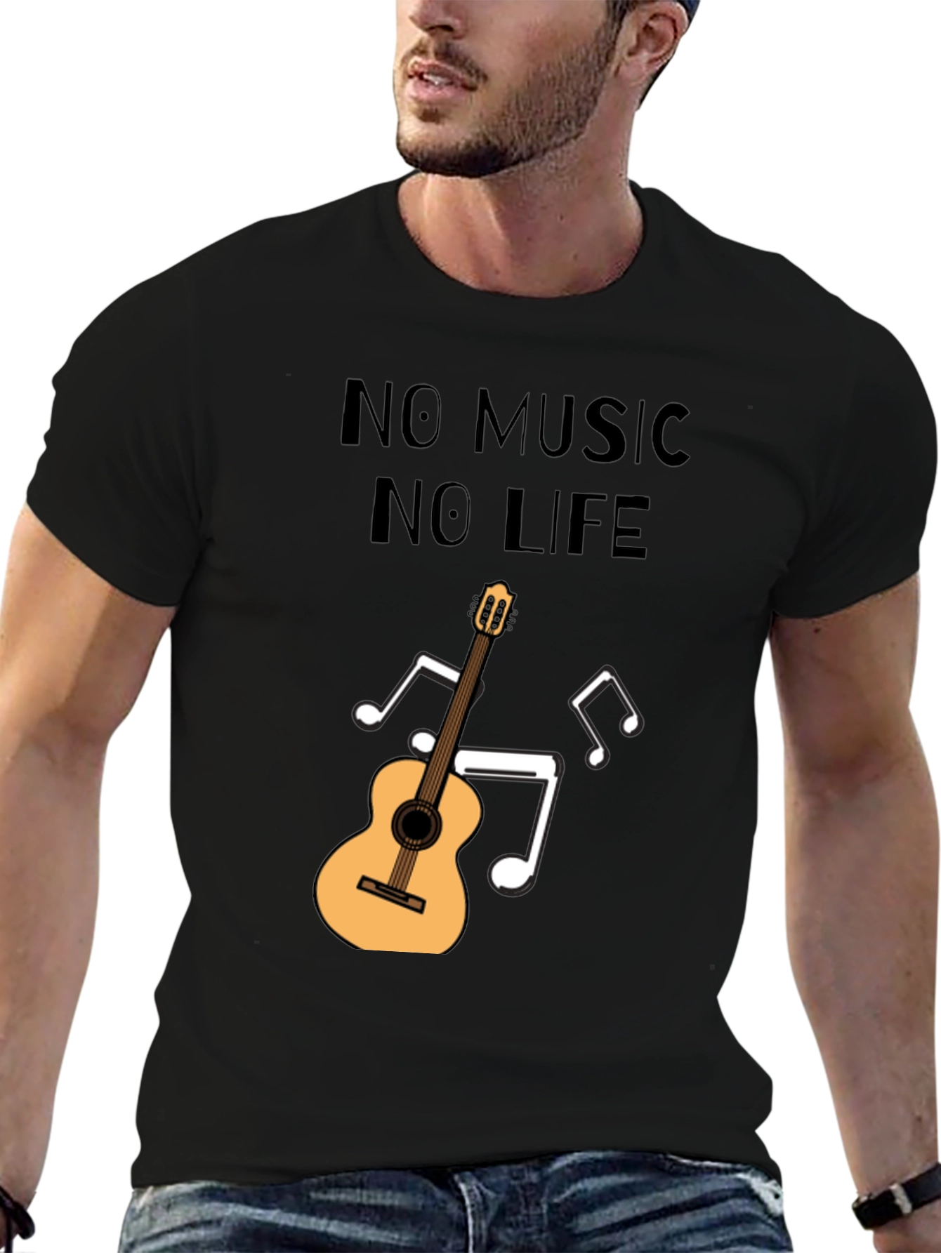 No Music No Life T-Shirt - Guitar Design