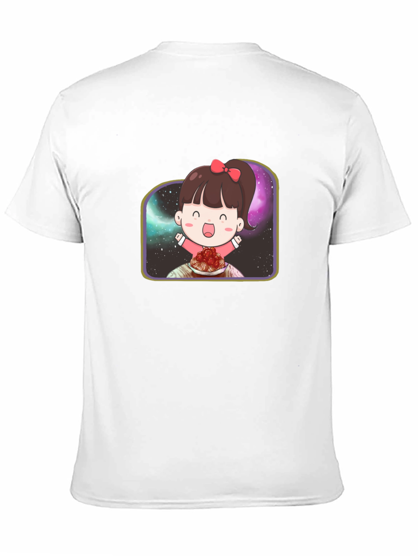 Cute Girl Spaghetti Galaxy Black T-Shirt