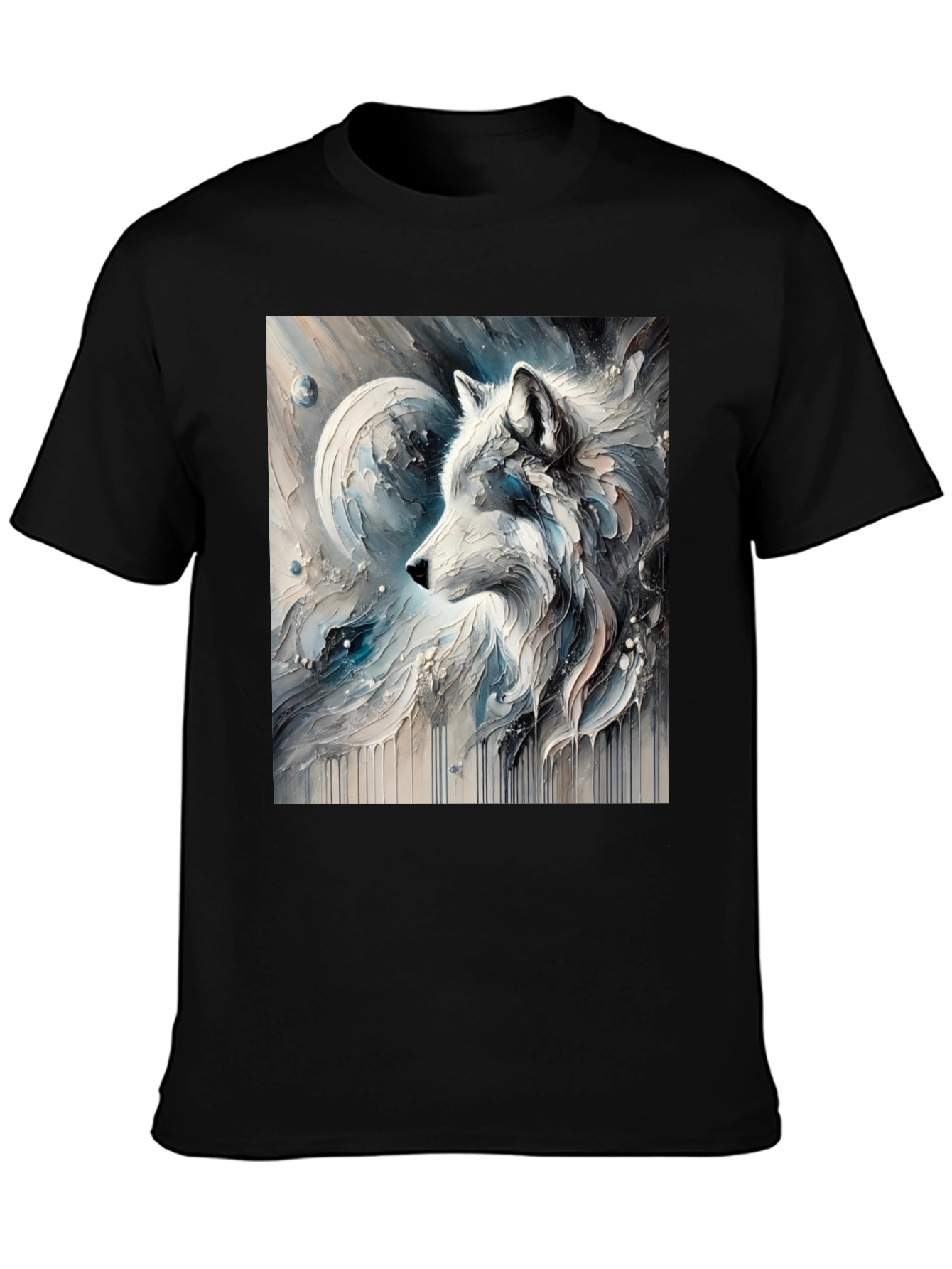 Artistic Wolf Graphic Black Tee