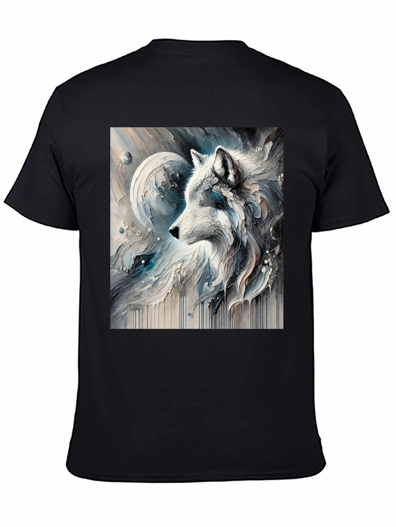 Artistic Wolf Graphic Black Tee