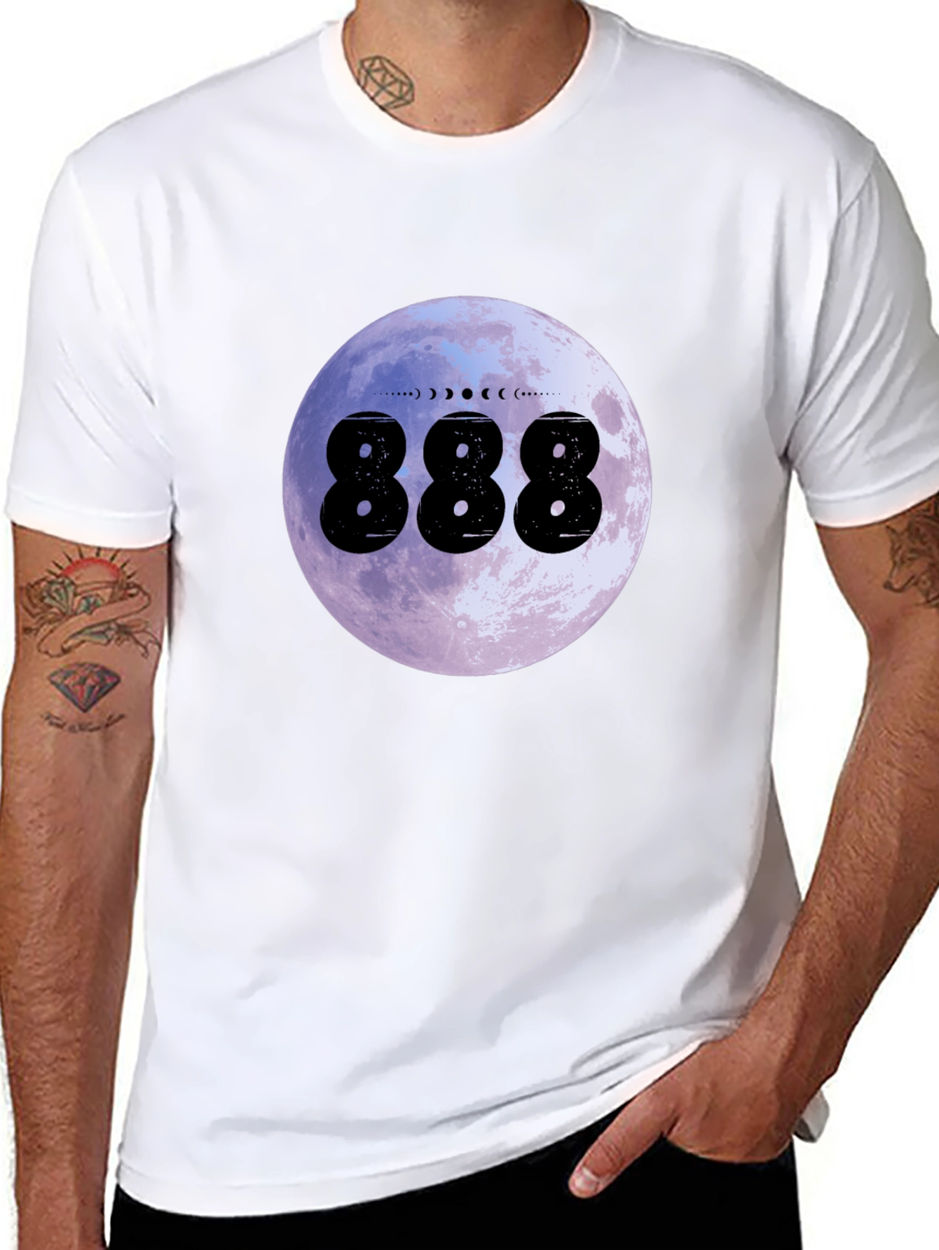 Moon Phase 888 Graphic Black T-Shirt
