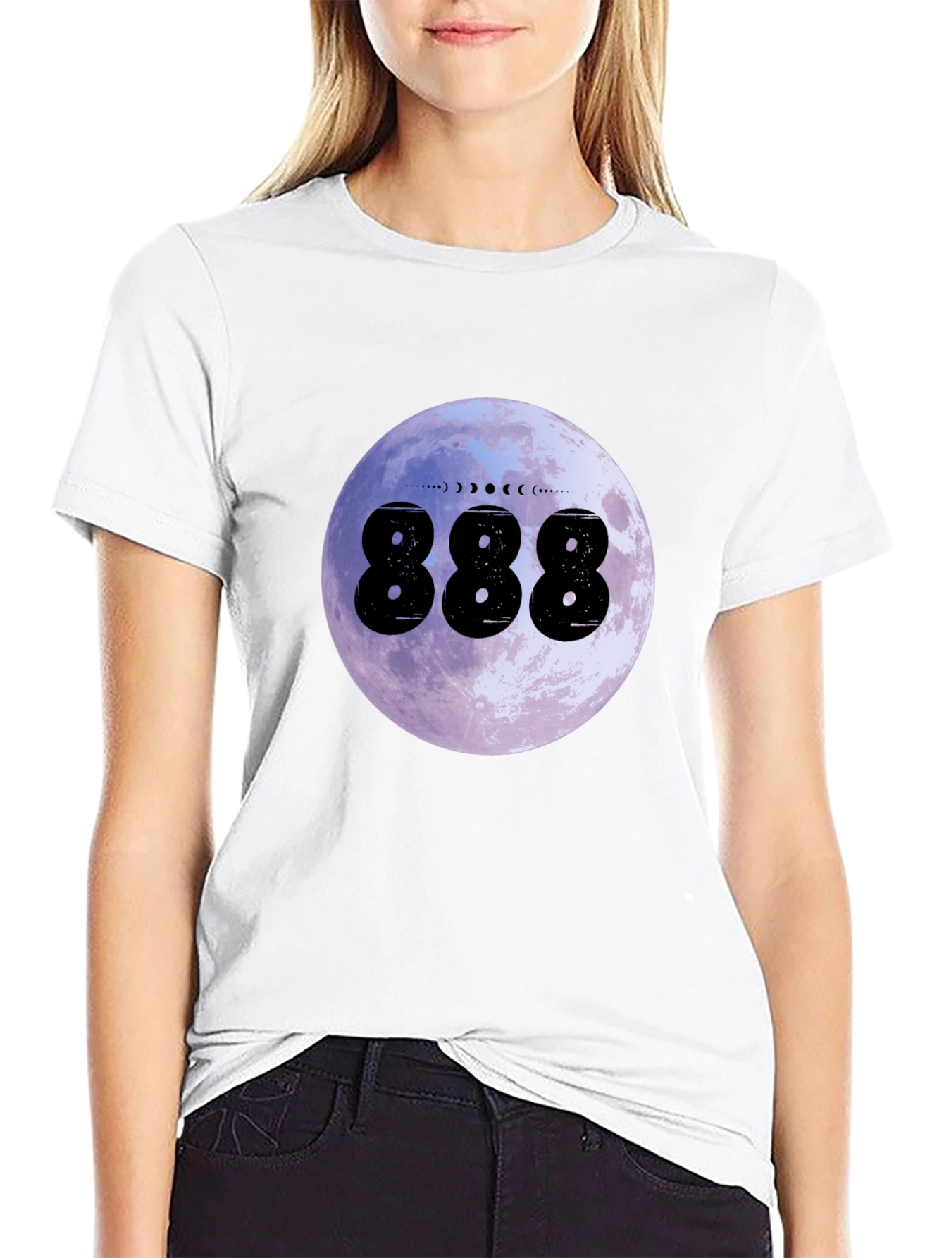 Moon Phase 888 Graphic Black T-Shirt