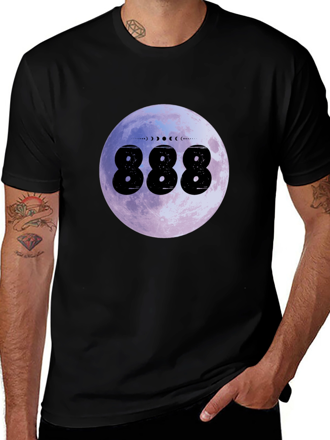 Moon Phase 888 Graphic Black T-Shirt