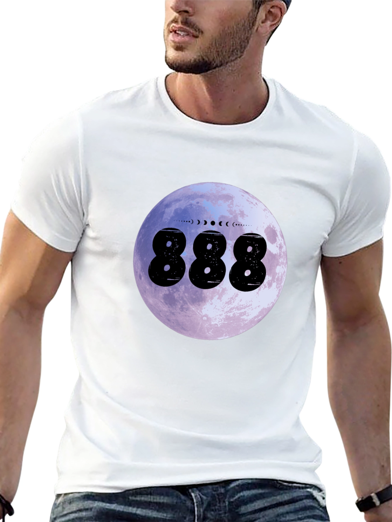 Moon Phase 888 Graphic Black T-Shirt