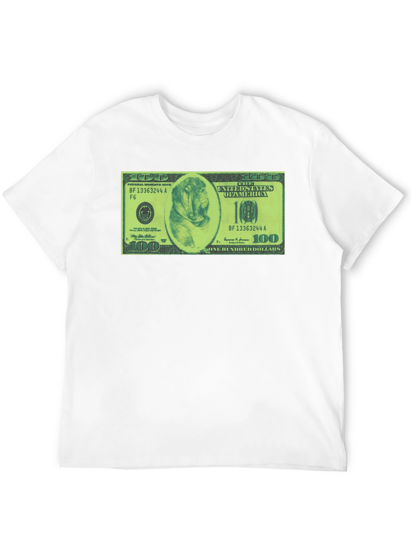 Mens Black Graphic Tee with Dog Dollar Bill Design