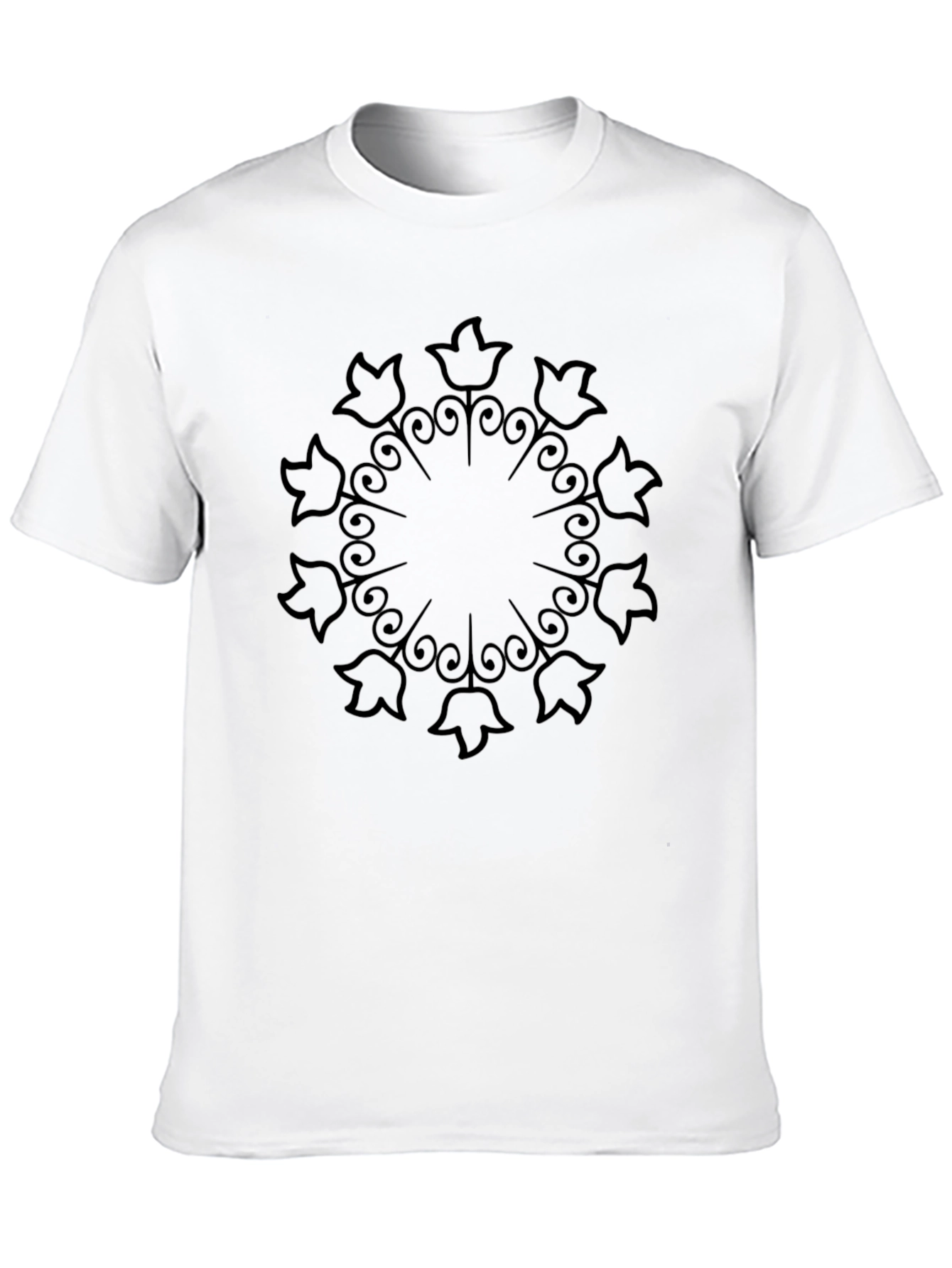 Floral Mandala Graphic T-Shirt - Black