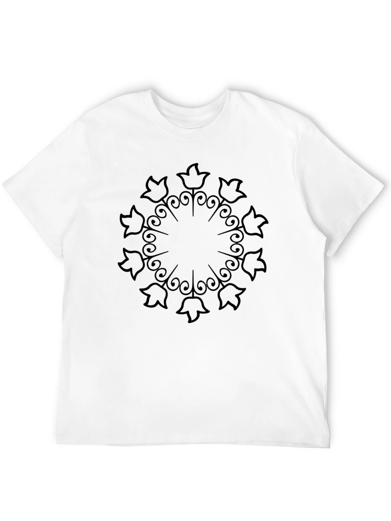 Floral Mandala Graphic T-Shirt - Black