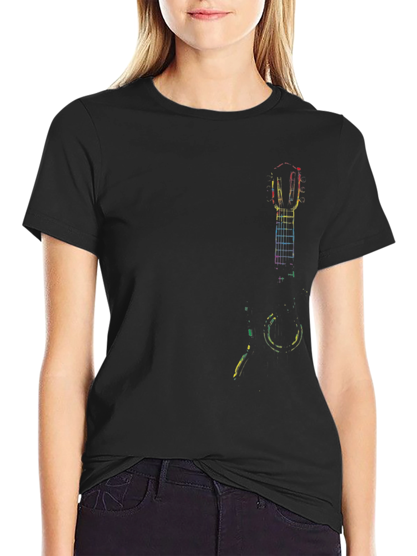Guitar Art Mens Black T-Shirt