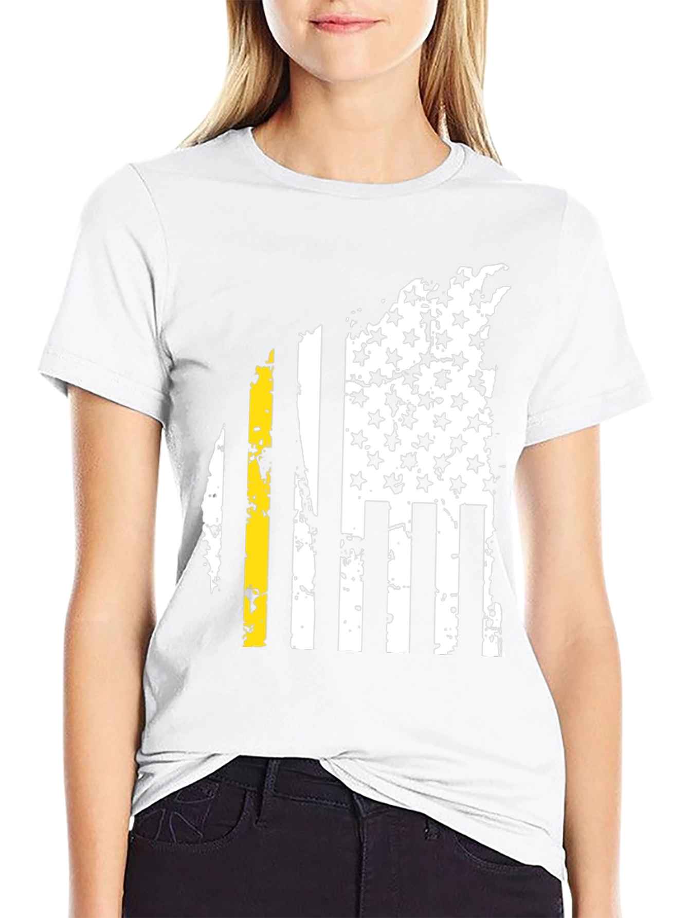 American Flag Thin Yellow Line Mens Tee