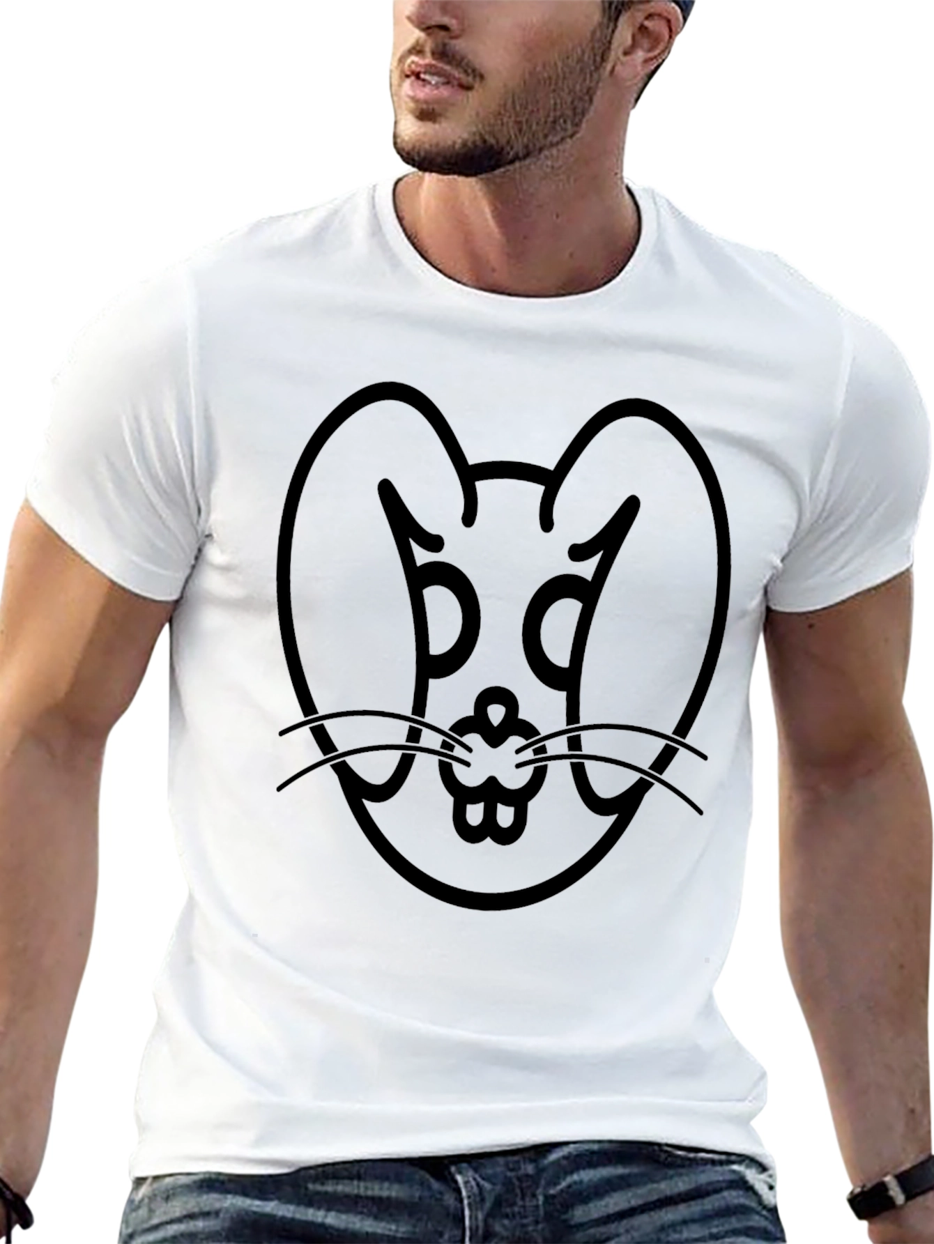 Black Rabbit Graphic Tee - Minimalist Design