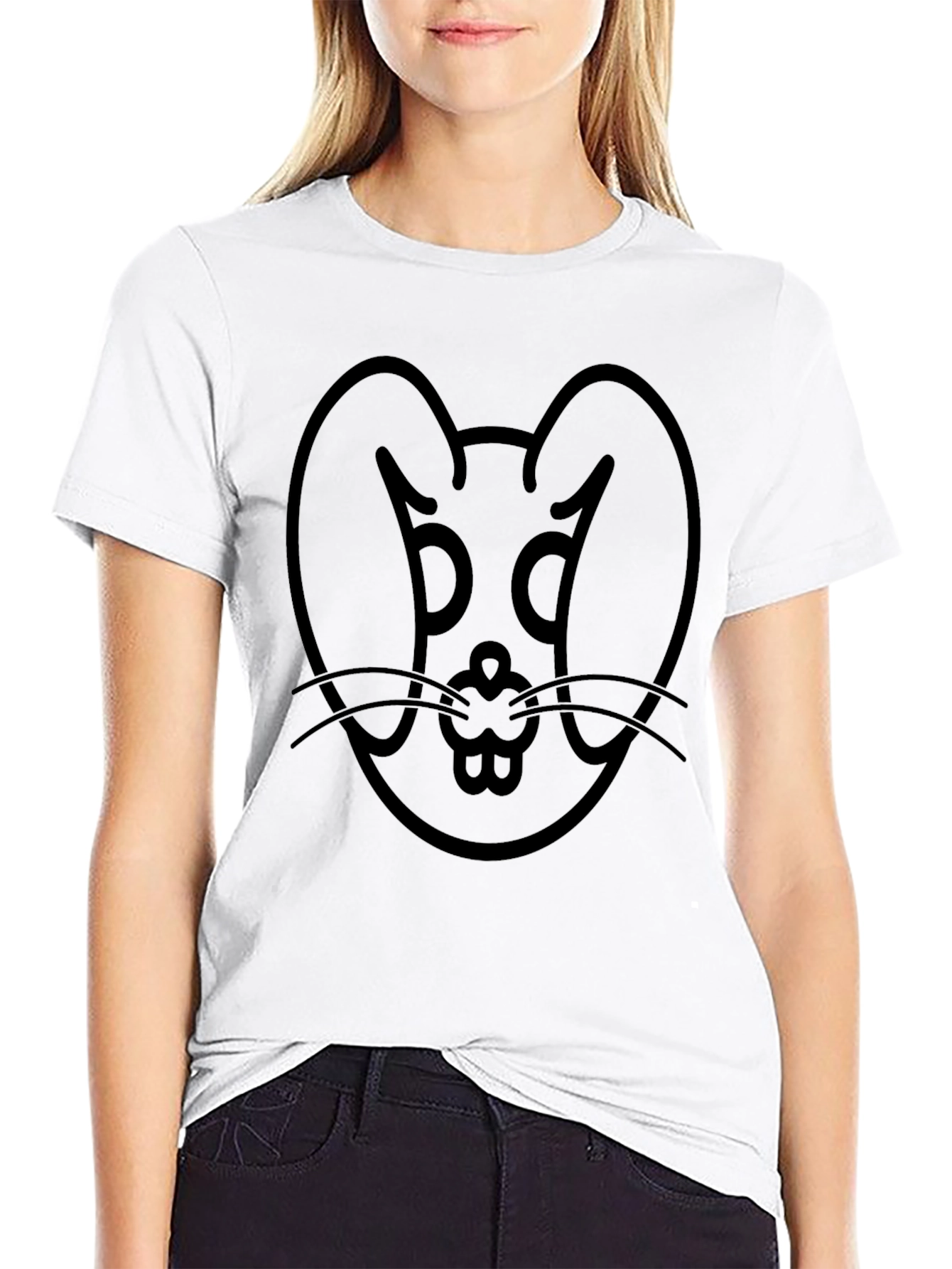 Black Rabbit Graphic Tee - Minimalist Design