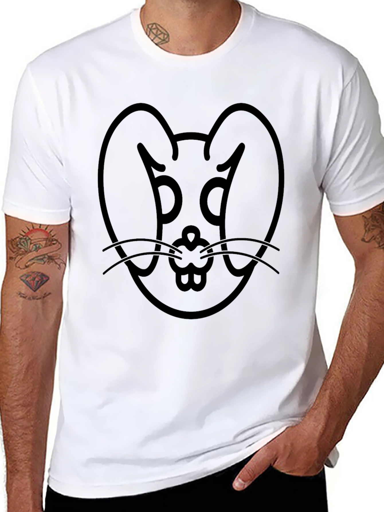 Black Rabbit Graphic Tee - Minimalist Design
