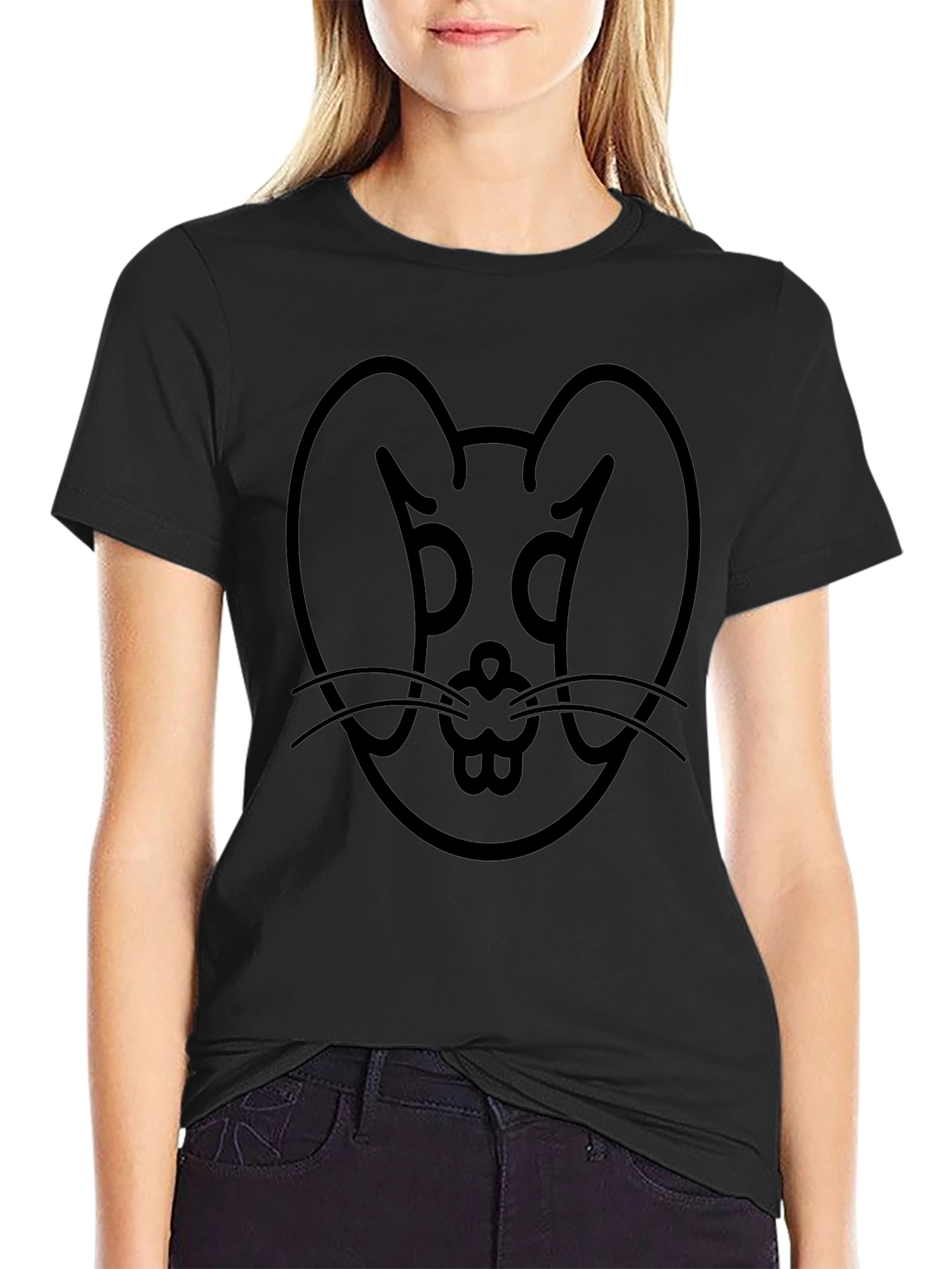 Black Rabbit Graphic Tee - Minimalist Design