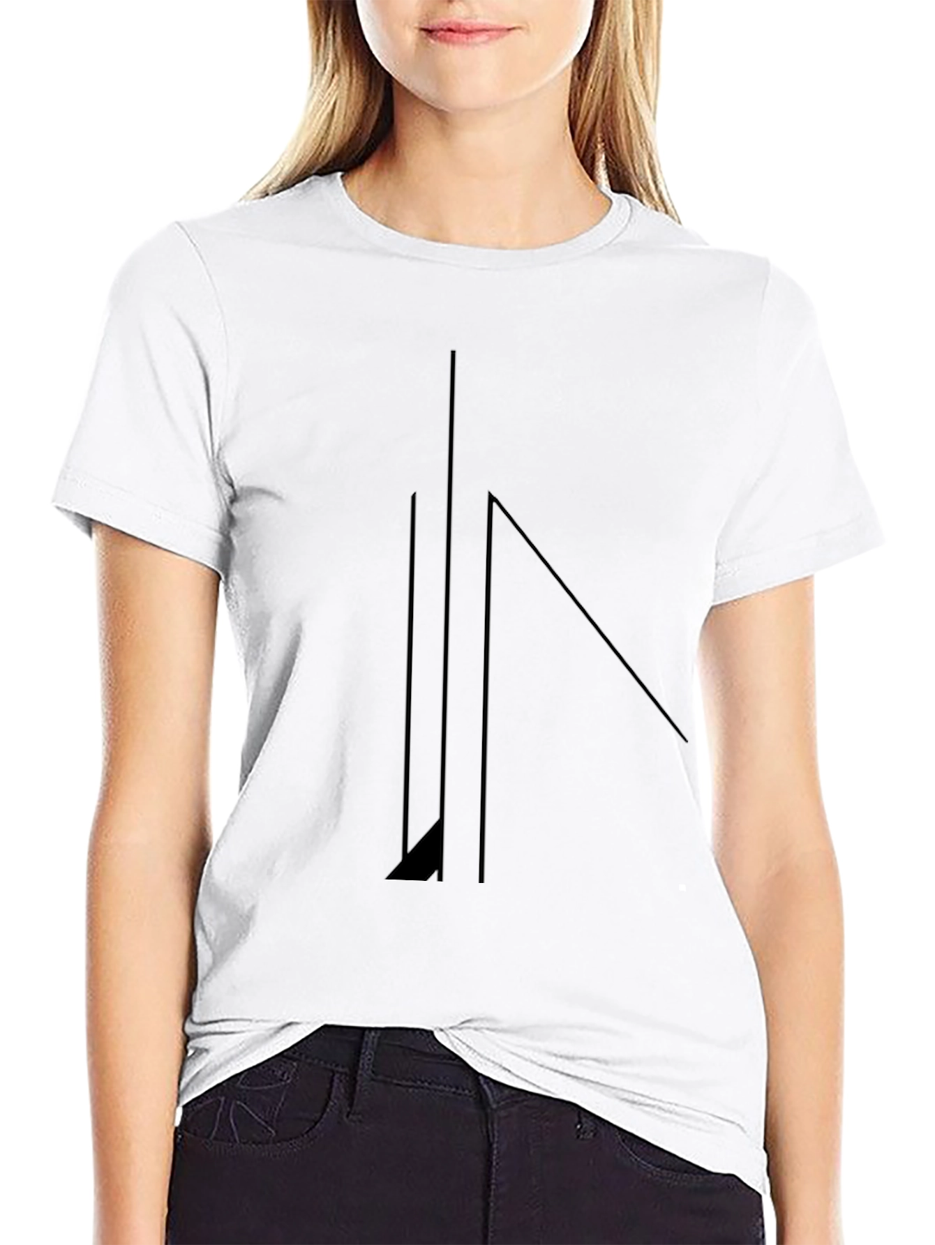Minimalist Geometric Black T-Shirt for Men