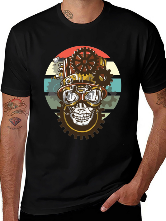 Steampunk Skull Gear T-Shirt - Graphic Tee