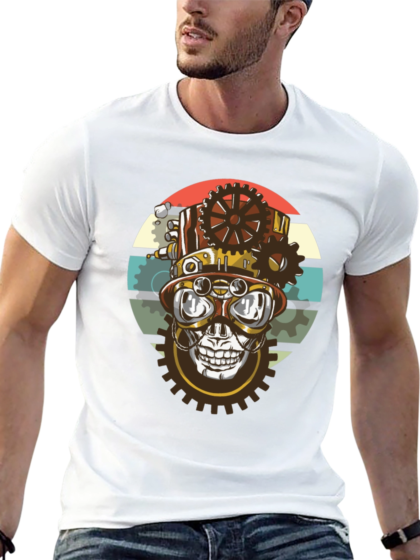 Steampunk Skull Gear T-Shirt - Graphic Tee