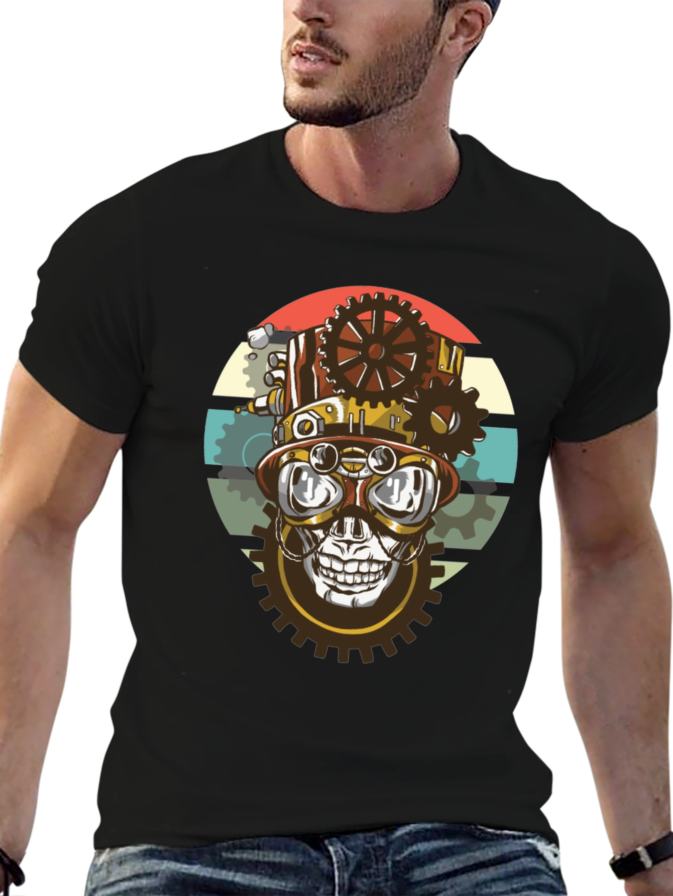 Steampunk Skull Gear T-Shirt - Graphic Tee