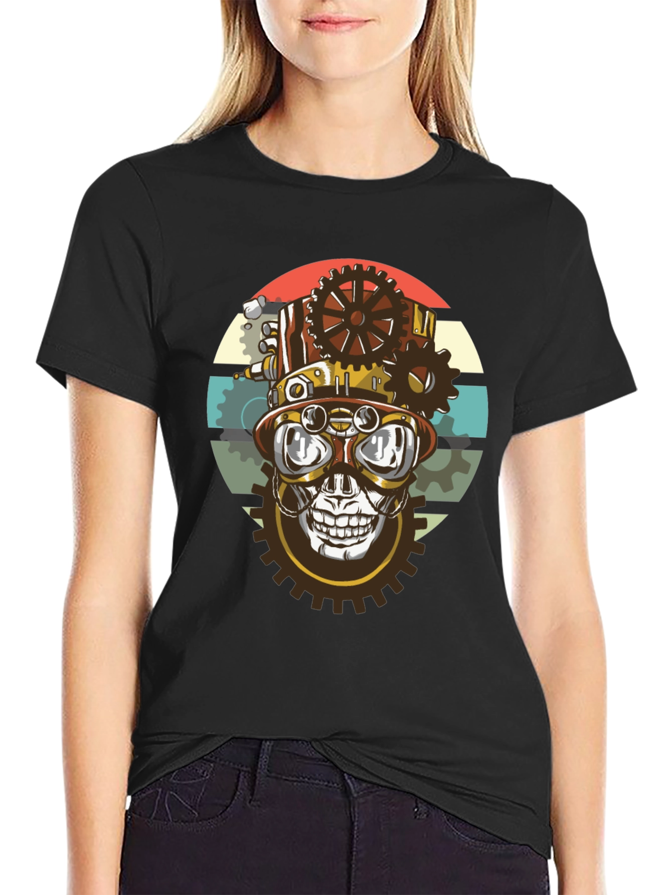 Steampunk Skull Gear T-Shirt - Graphic Tee