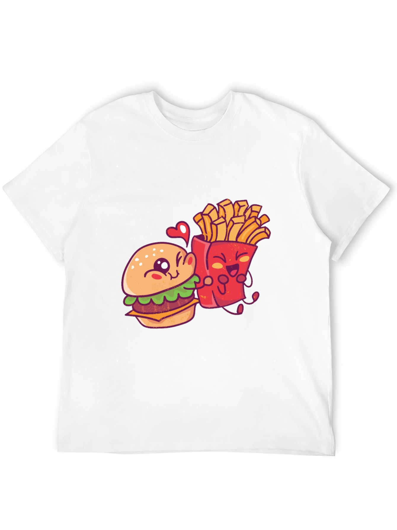 Burger and Fries Cartoon Graphic T-Shirt