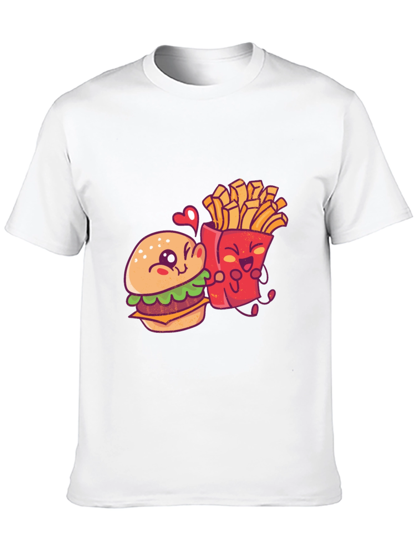 Burger and Fries Cartoon Graphic T-Shirt