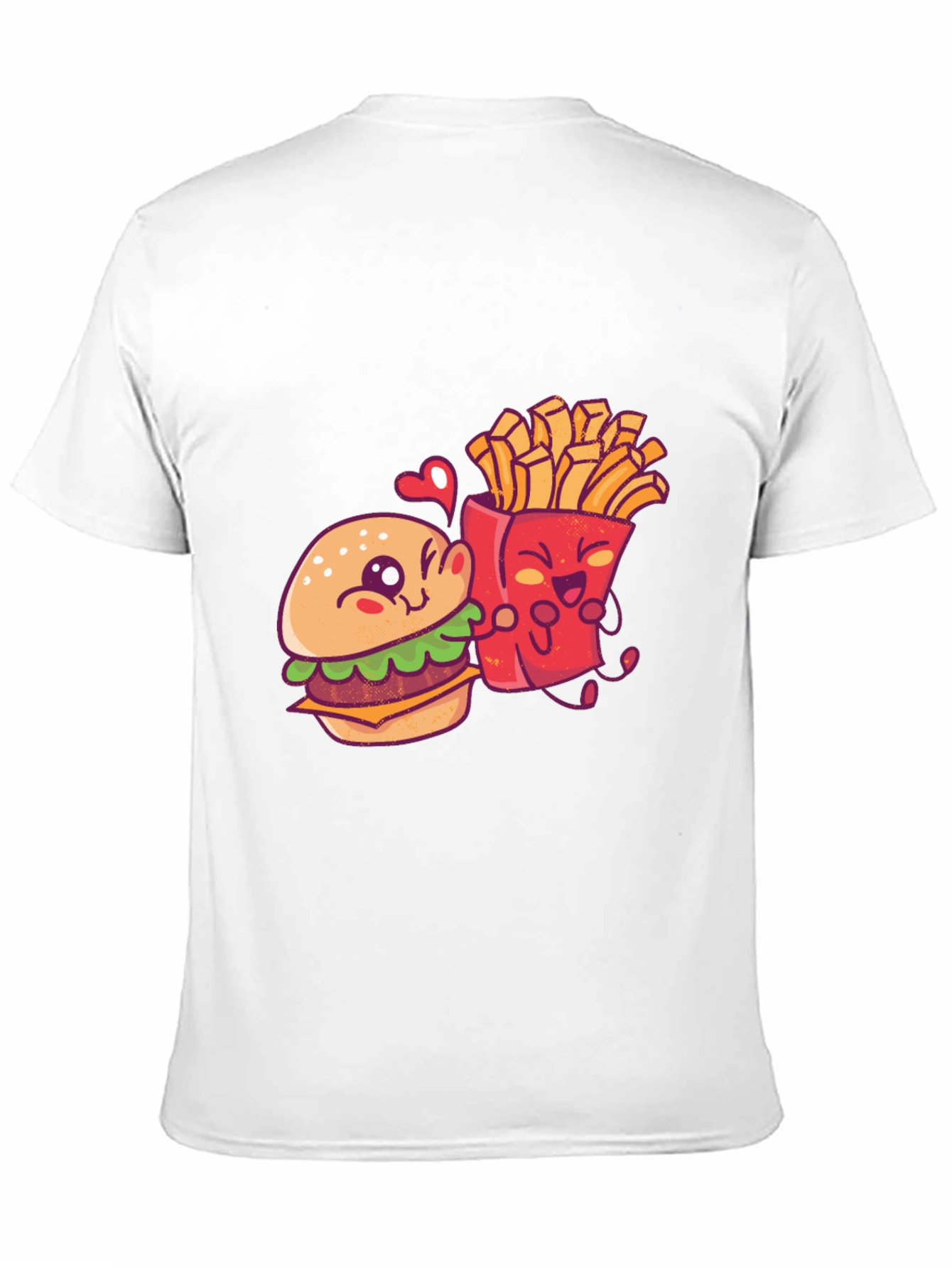 Burger and Fries Cartoon Graphic T-Shirt