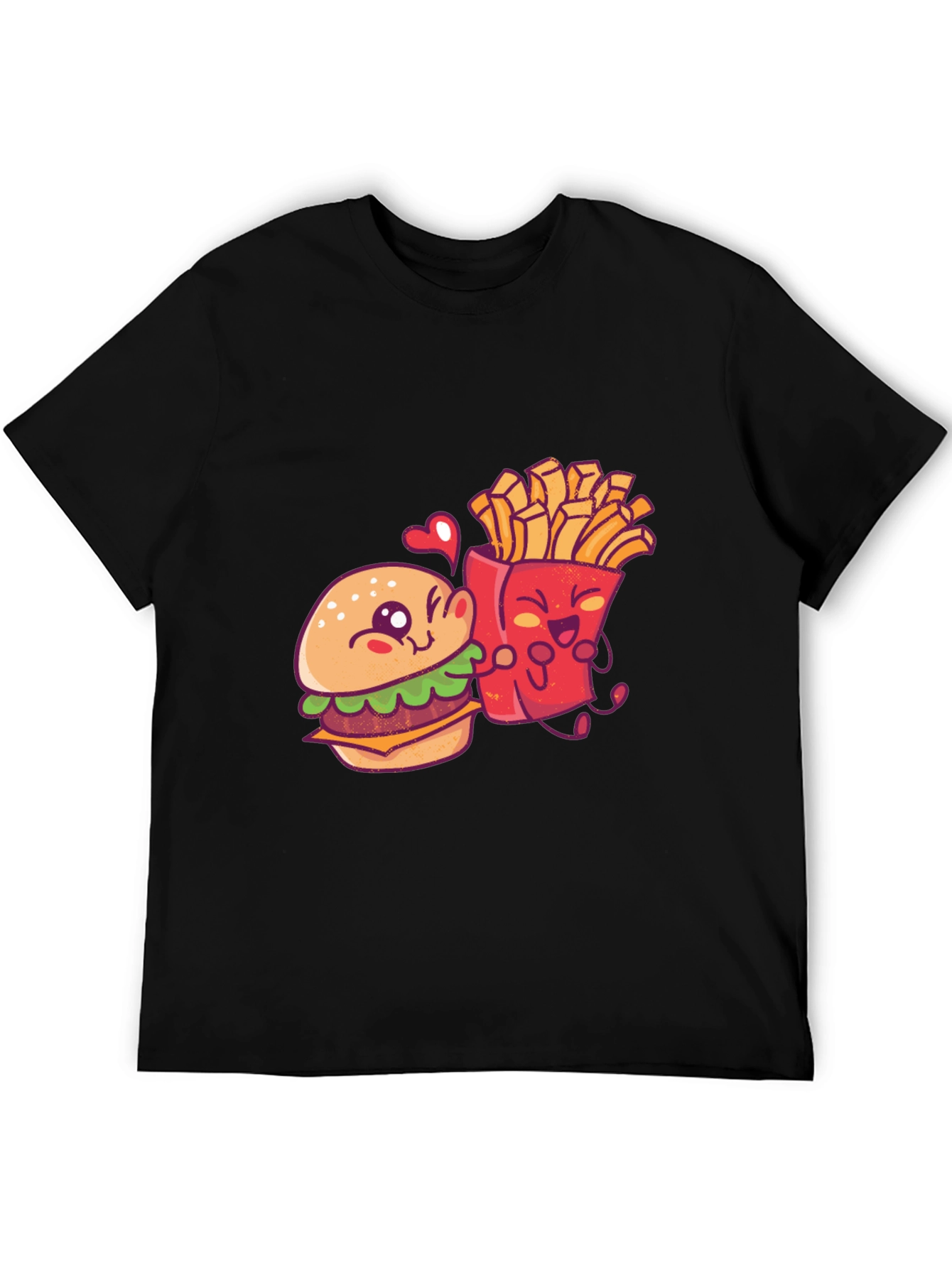 Burger and Fries Cartoon Graphic T-Shirt