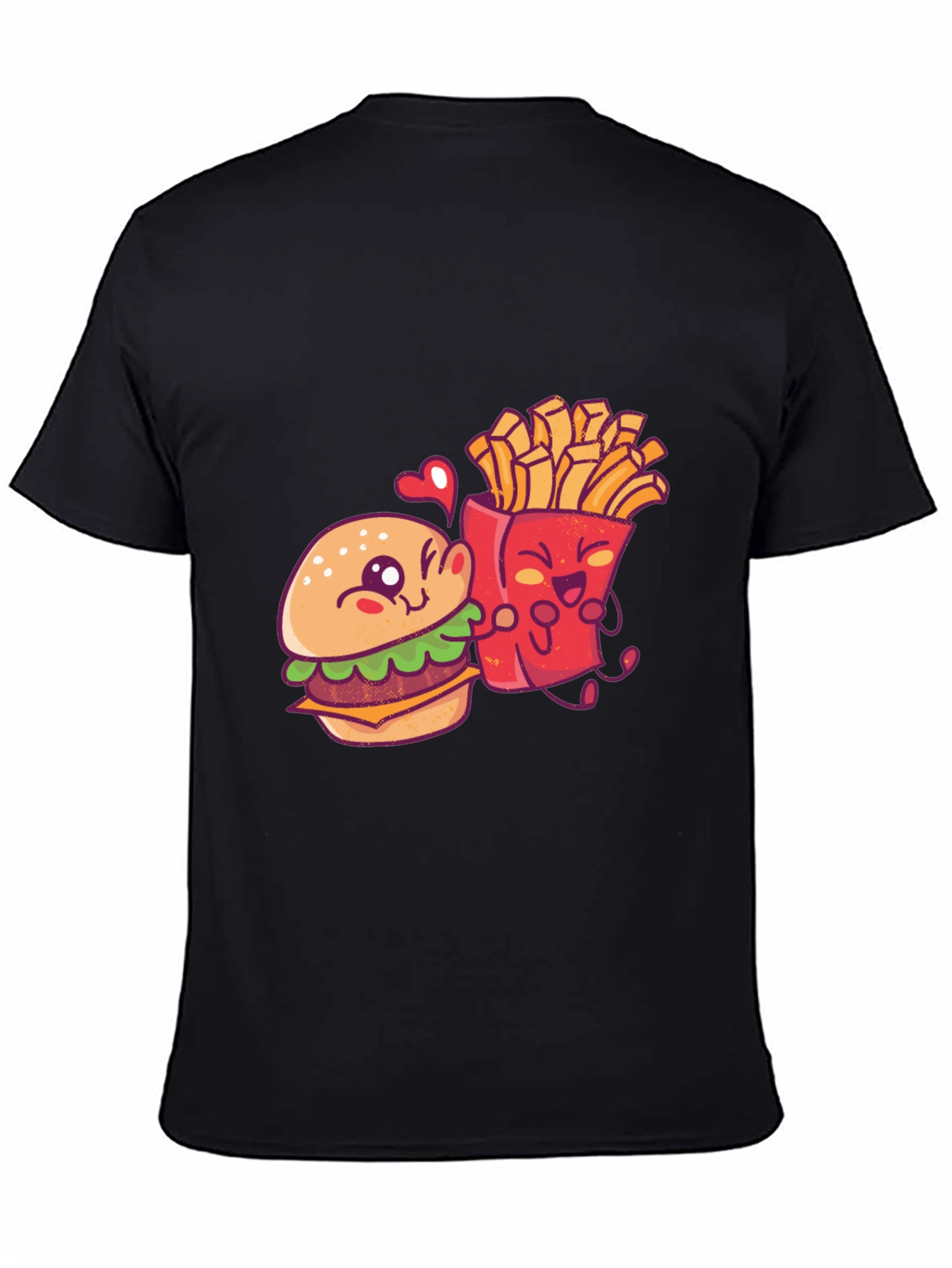 Burger and Fries Cartoon Graphic T-Shirt