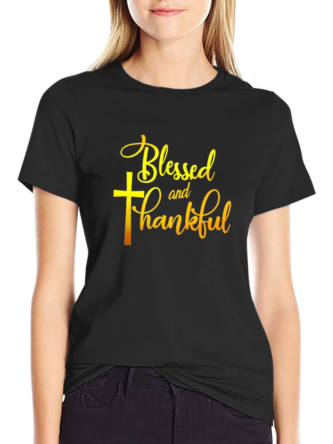 Blessed & Thankful Graphic Tee - Black