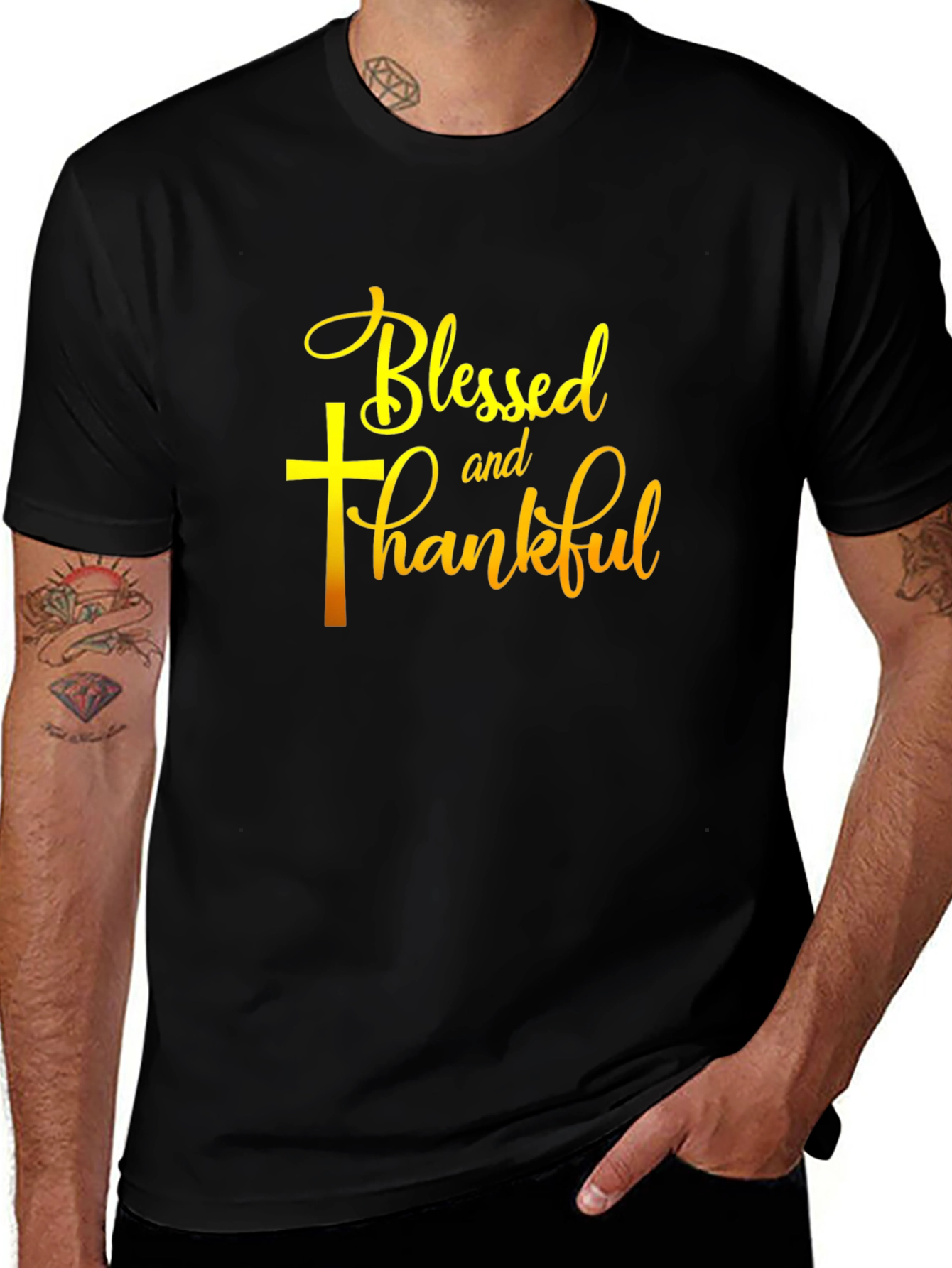 Blessed & Thankful Graphic Tee - Black