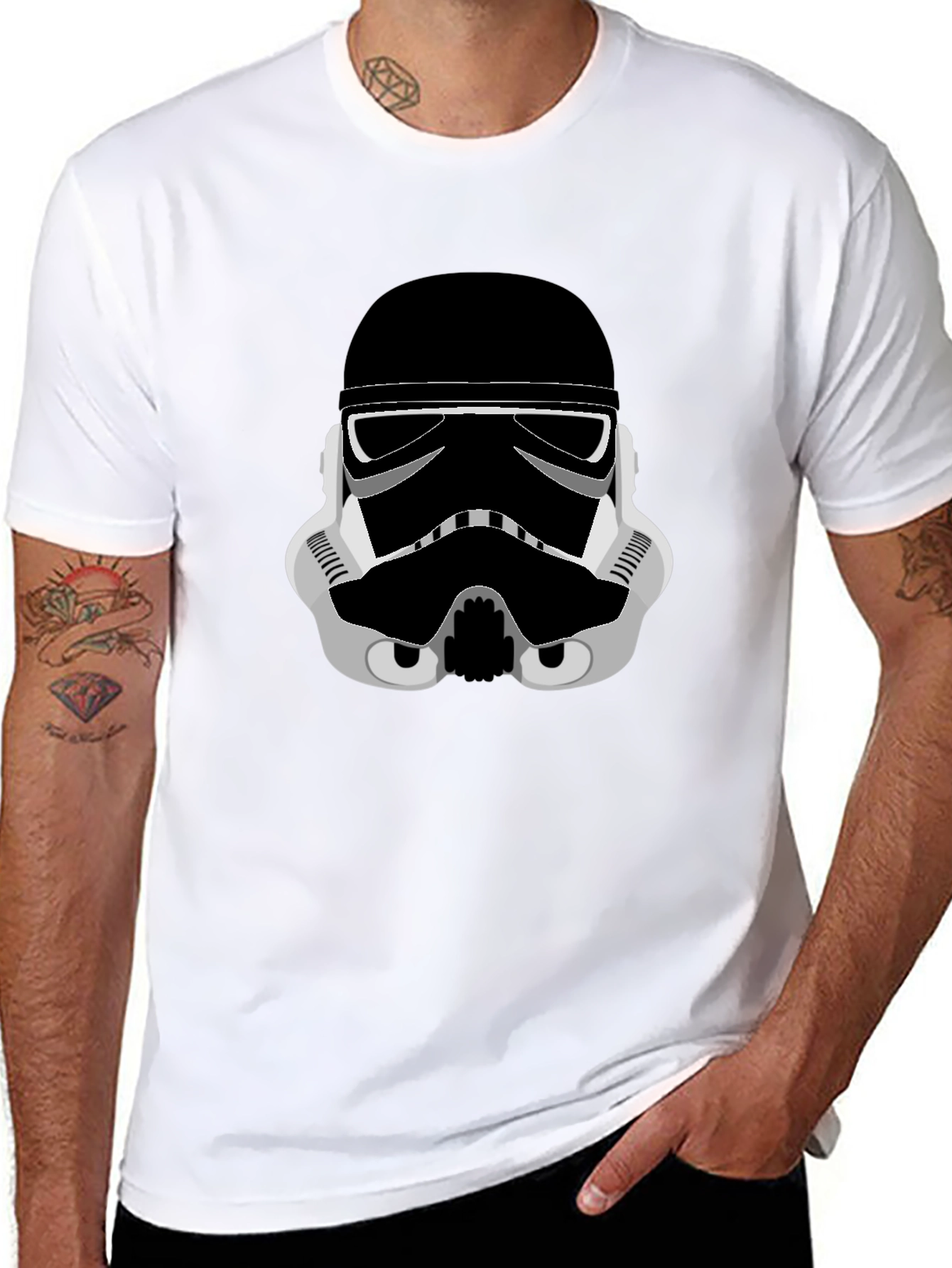 Stormtrooper Graphic Tee - Black Cotton Blend Shirt