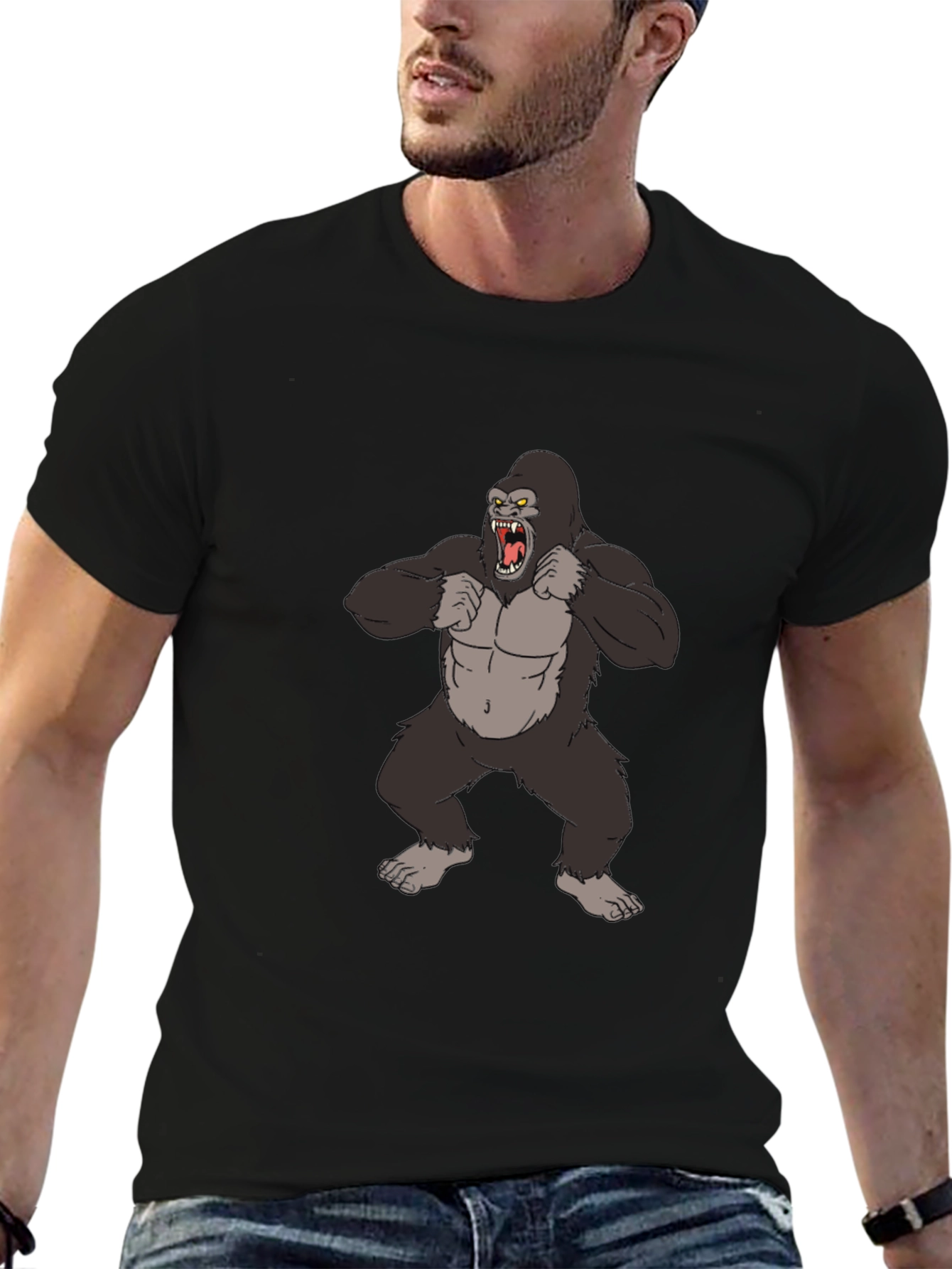 Gorilla Graphic Tee - Black Cotton T-Shirt